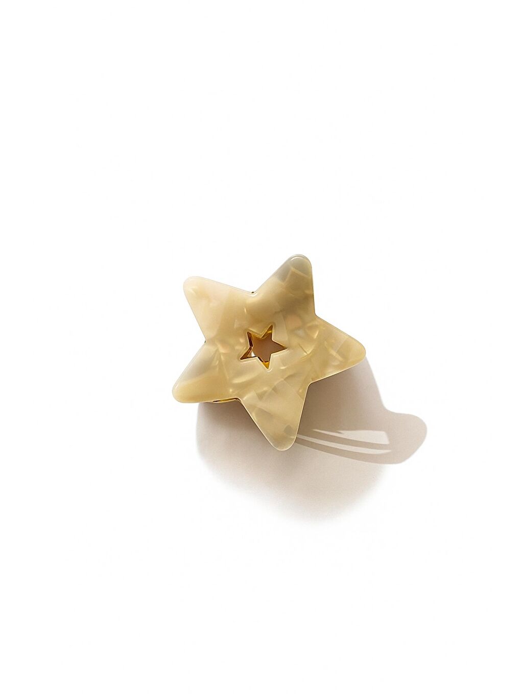 Bej Lüks Metal Asetat Yıldız Mandal Toka