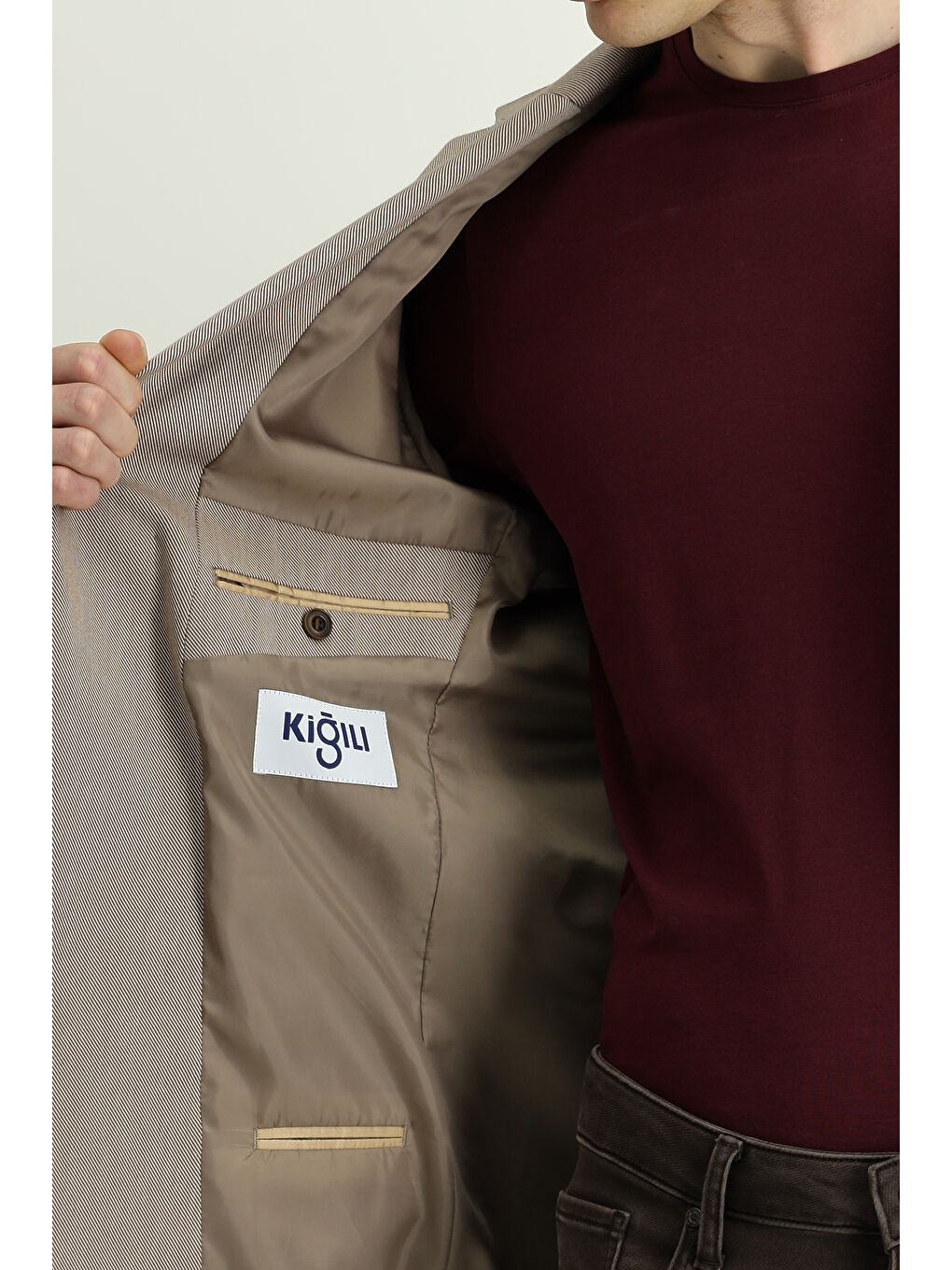 Kahverengi Regular Fit Klasik Desenli Ceket-5