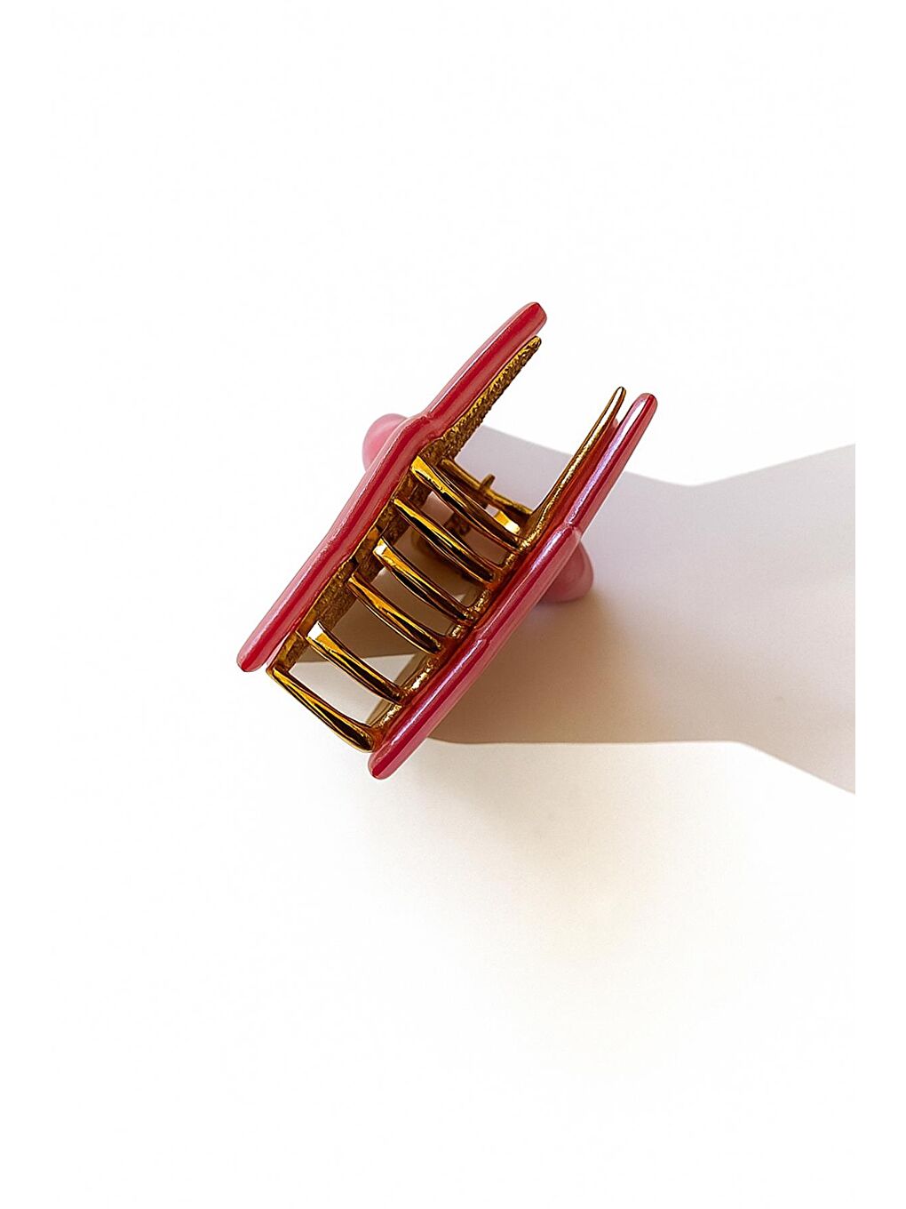 Pembe Lüks Metal Asetat Yıldız Mandal Toka-1