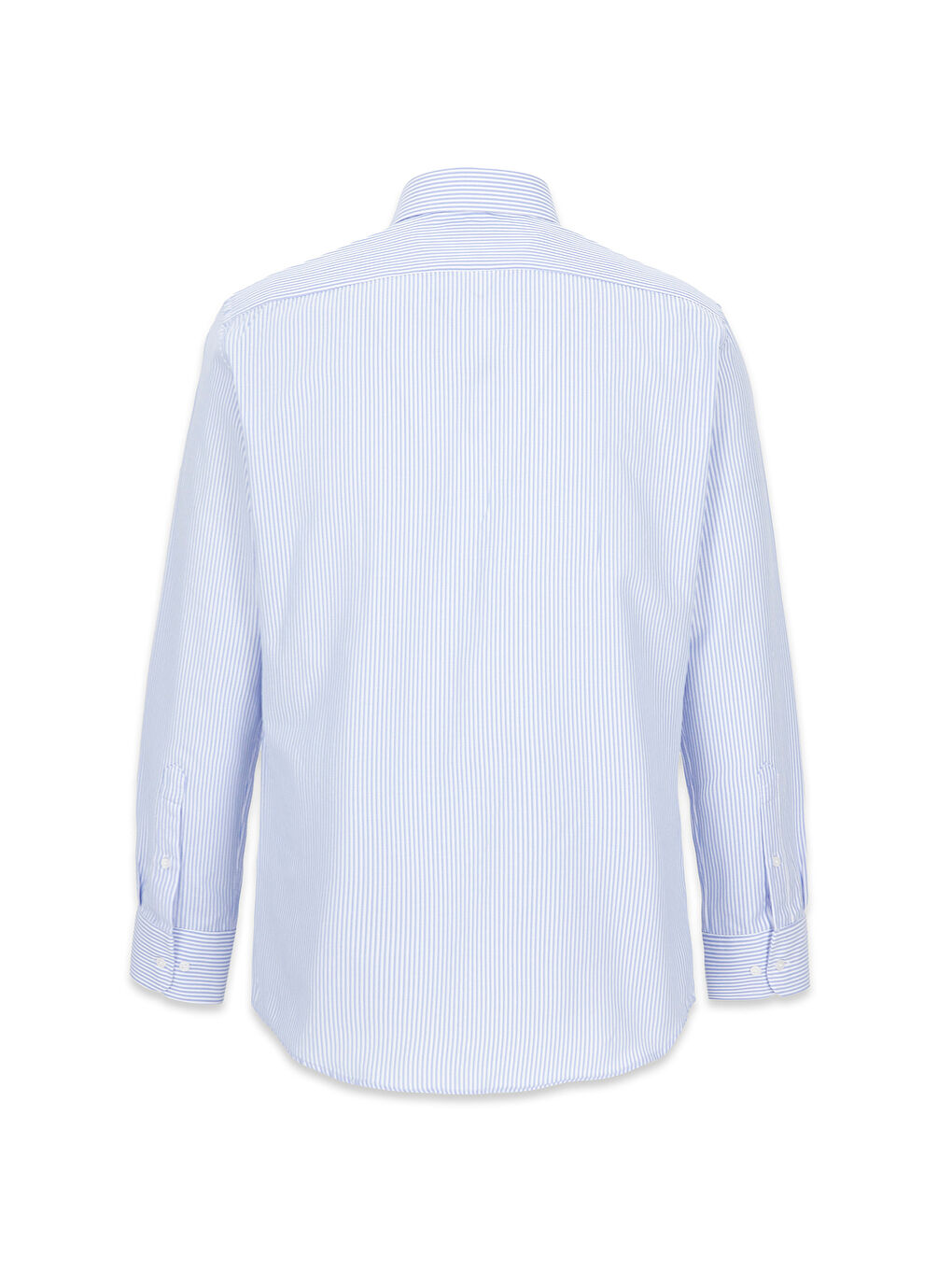 Mavi Uzun Kol Slim Fit Çizgili Klasik Yaka Pamuklu Kolay Ütülenebilir Gömlek-1