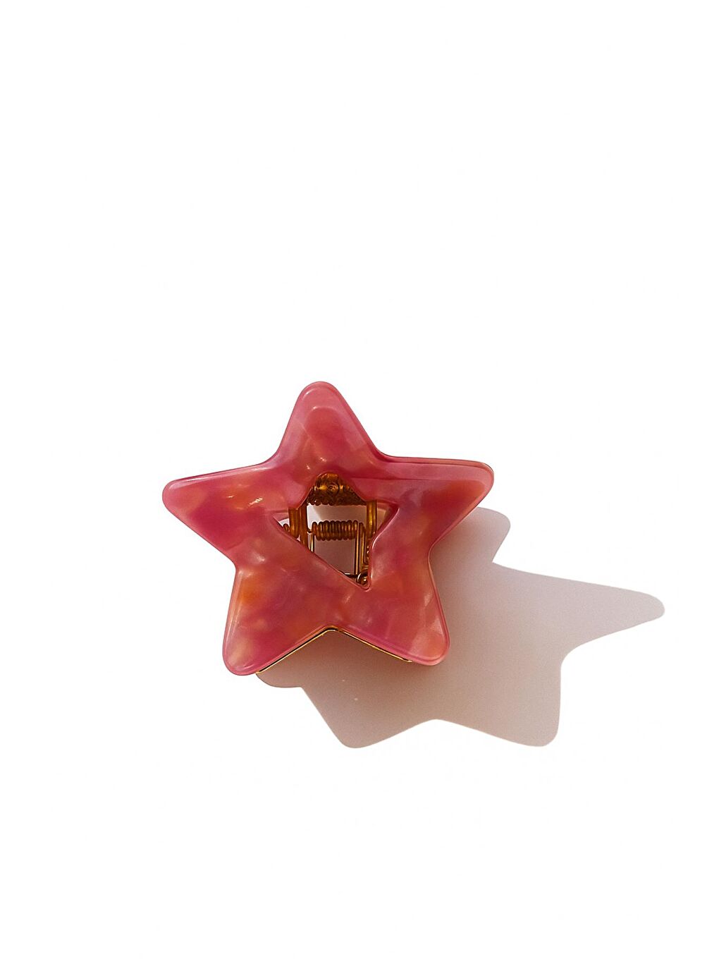 Pembe Lüks Metal Asetat Yıldız Mandal Toka-2