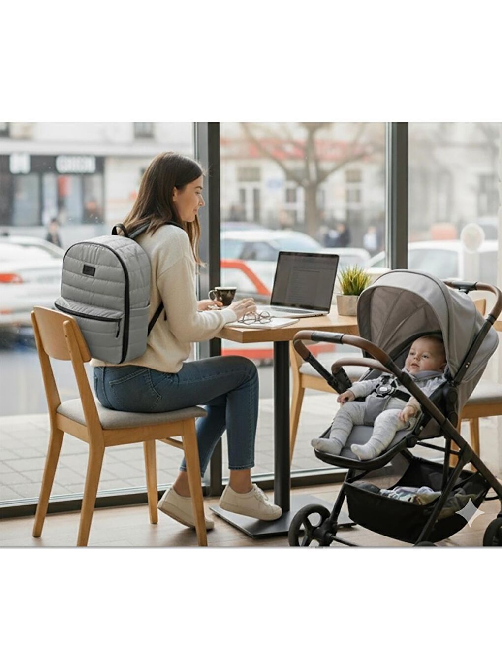 Selimiye Anne Bebek Bakım Çantası - Gri Standart-11