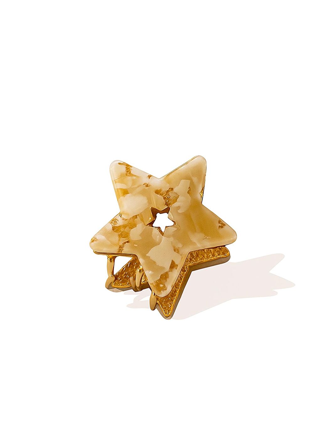 Bej Lüks Metal Asetat Yıldız Mandal Toka-1