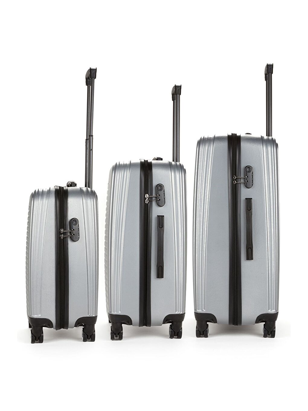Gri ABS Unisex Kabin Orta Büyük Boy 3'lü Valiz Seti FSL126-1