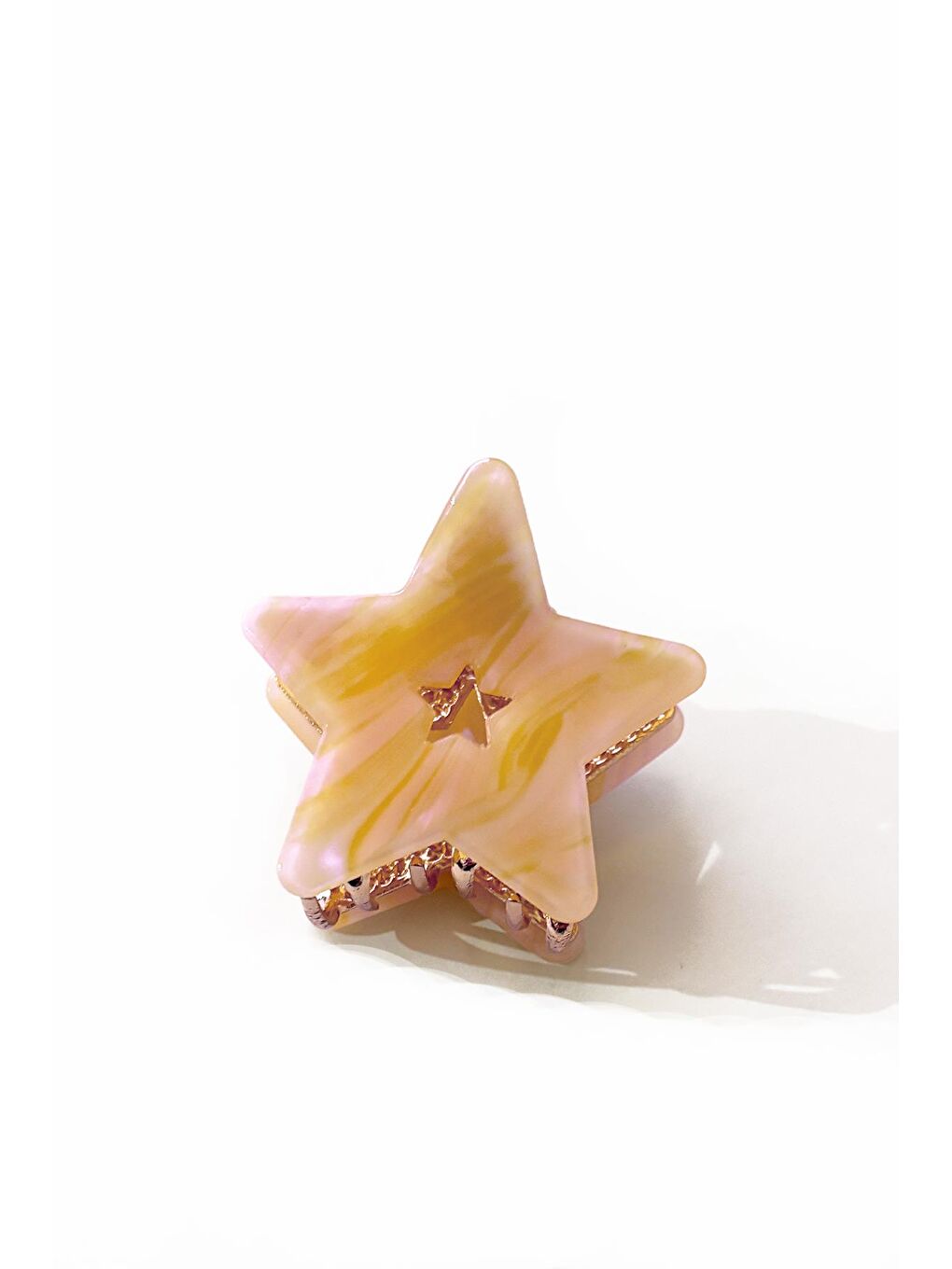 Pembe Lüks Metal Asetat Yıldız Mandal Toka