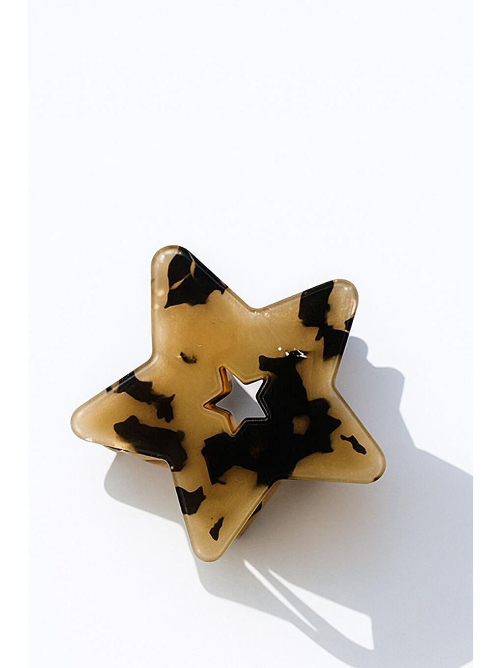 Kahverengi Lüks Metal Asetat Yıldız Mandal Toka-2