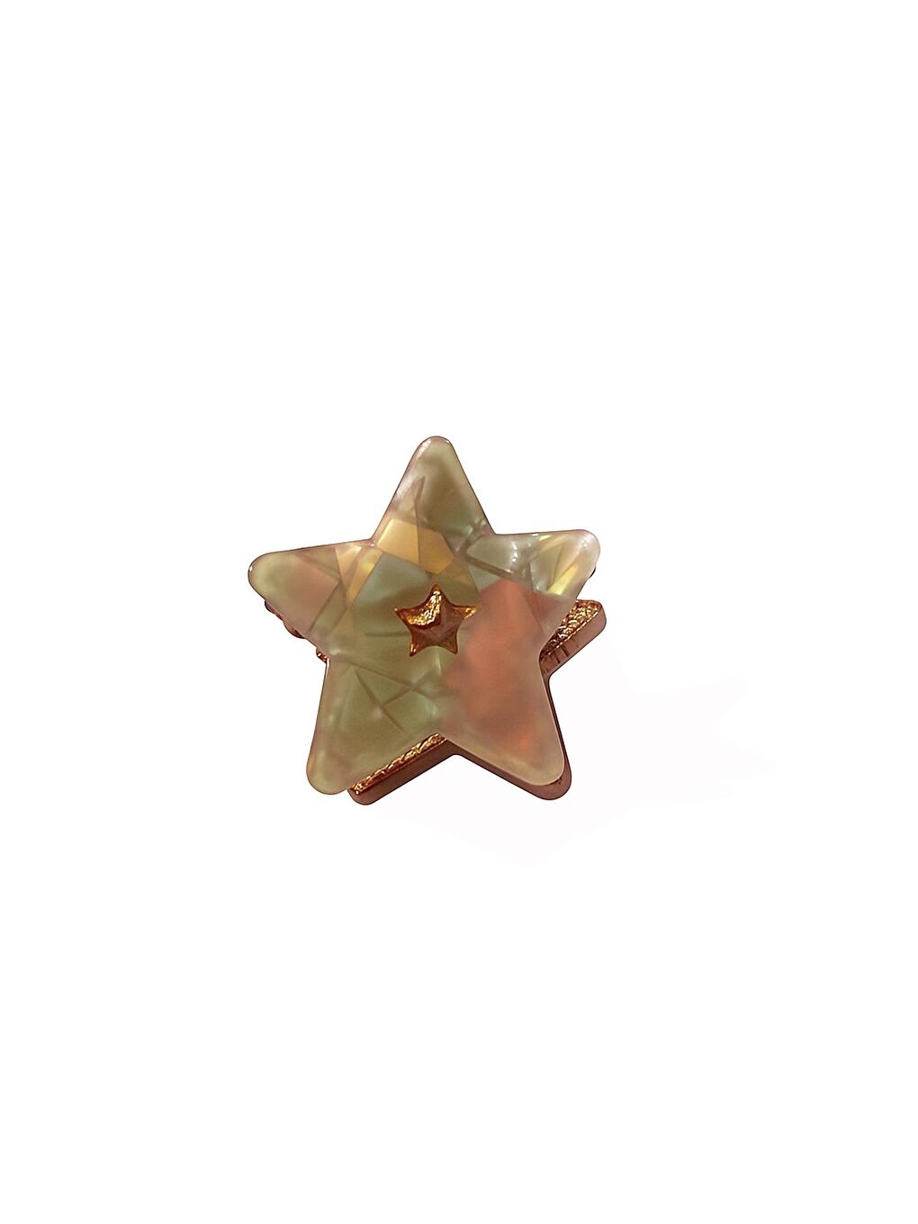 Bej Lüks Metal Asetat Yıldız Mandal Toka-5