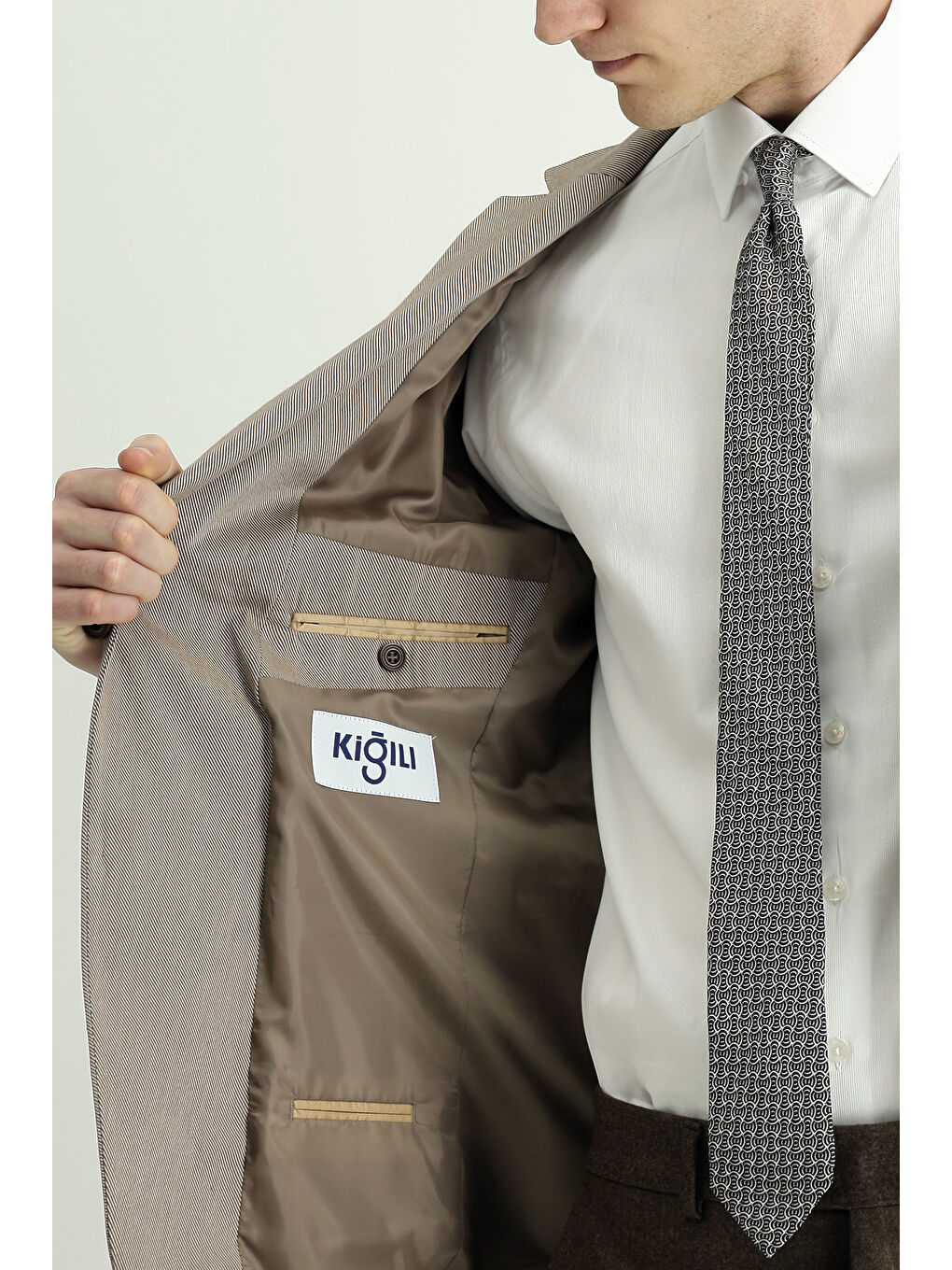 Kahverengi Regular Fit Klasik Desenli Ceket-6