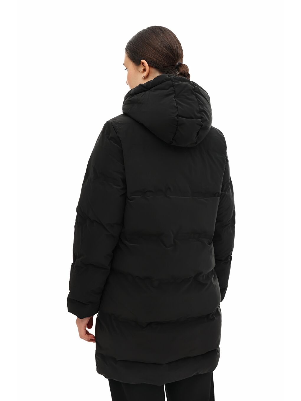 WL 3CROWN 5PR Siyah Kadın Uzun Kaban-1