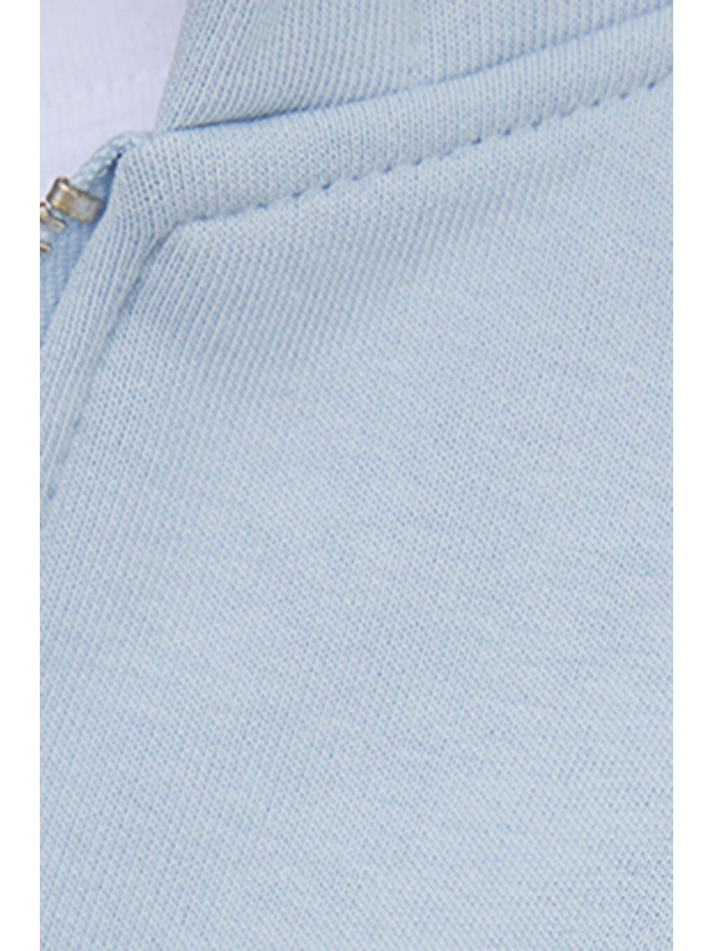 Unisex Relax Fit Rahat Kesim Pamuklu İçi Polarlı Yarım Fermuarlı Mavi Kapüşonlu Sweatshirt-6