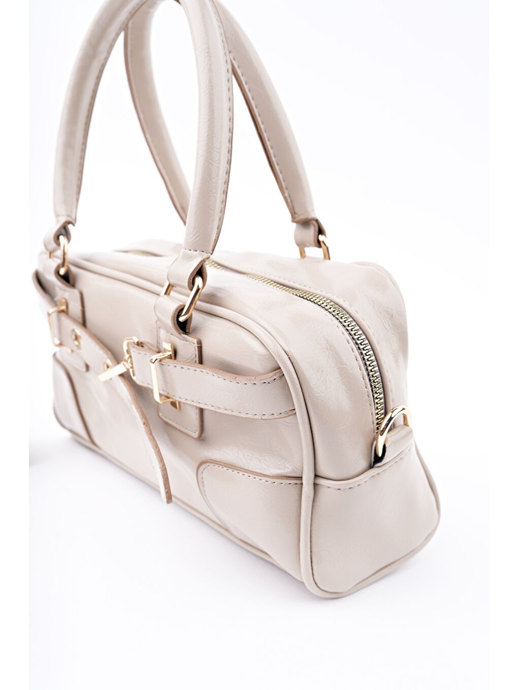 Bej ROSALİE Kadın Kemer Detaylı El ve Omuz Çantası-3