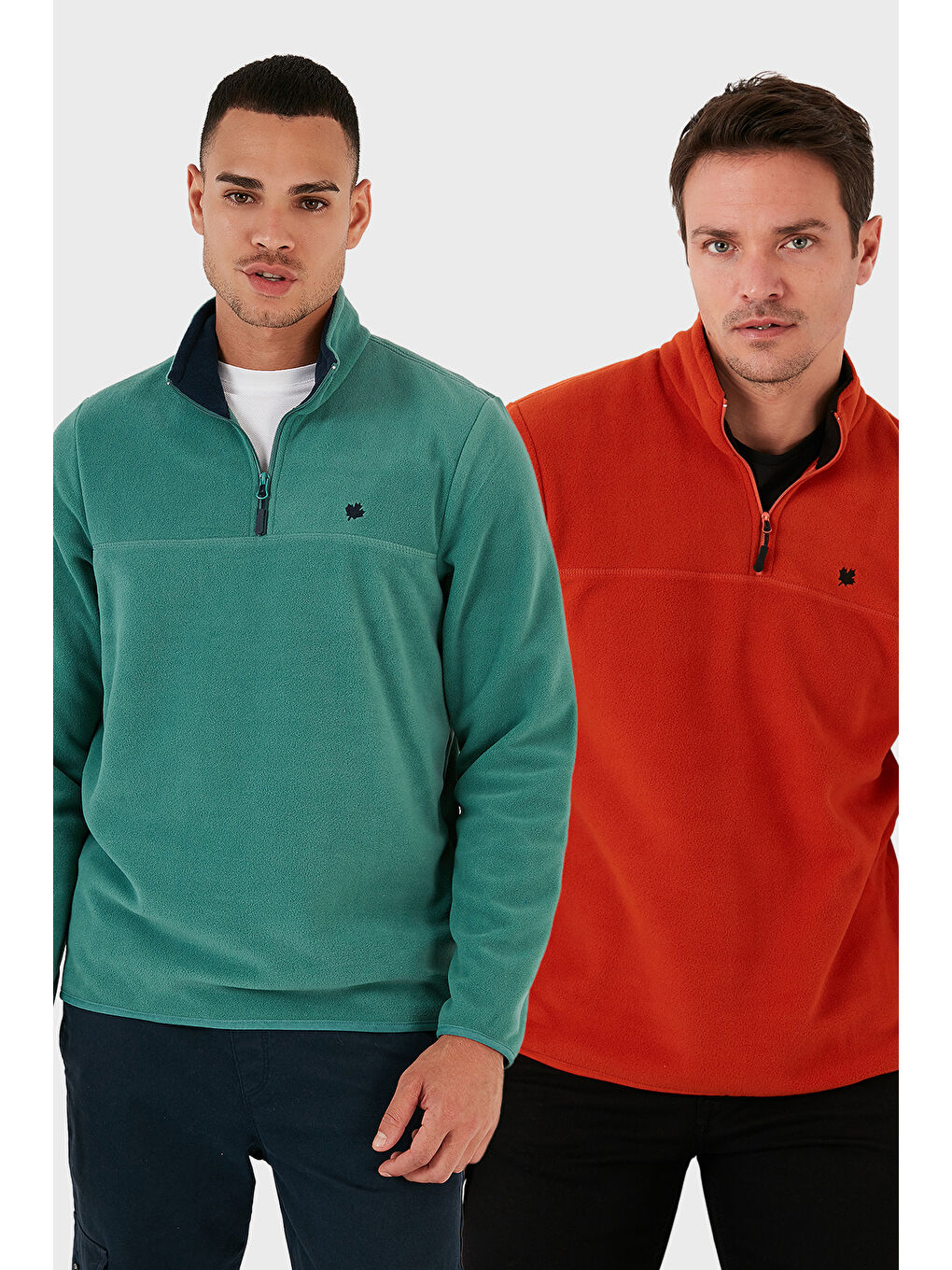 Yeşil Slim Fit Anti-Pilling Tüylenme Yapmayan Şardonlu Soğuk Geçirmez 2'li Paket Polar 5906001S2