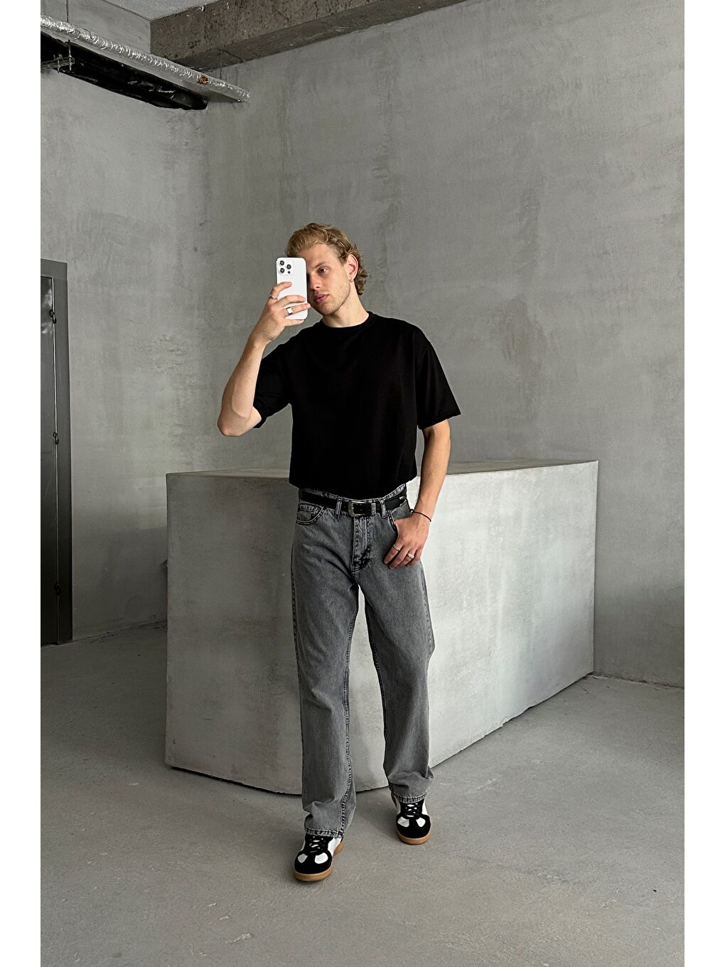 Antrasit Erkek Baggy Jean Pantolon-1