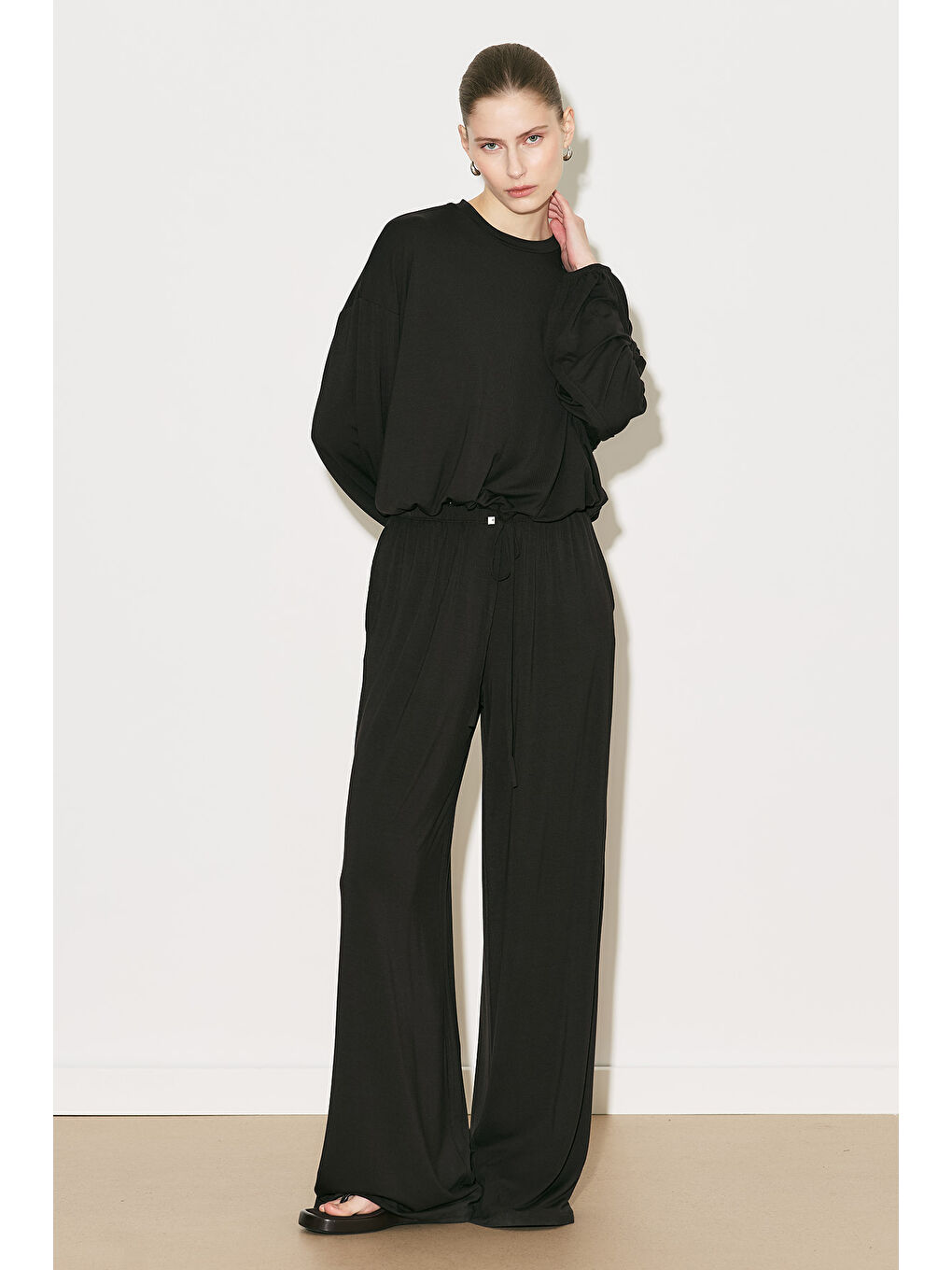 Easy Balon Kol Ayarlamalı Bluz Kahverengi-1