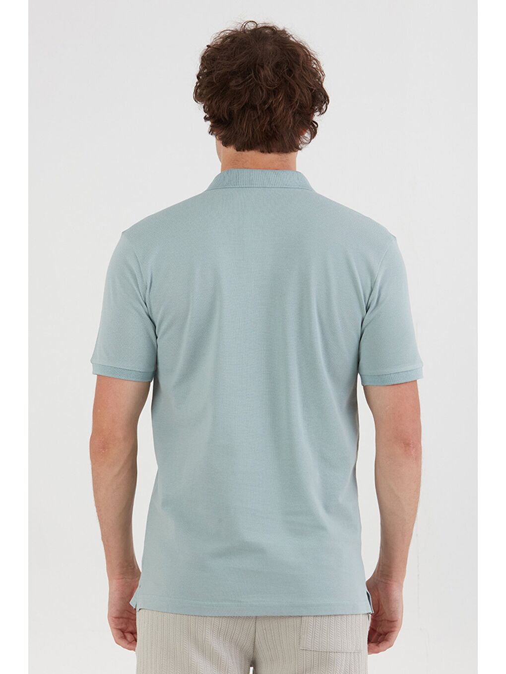 Yeşil Basic Polo Yaka Yarım Düğmeli Tişört-2