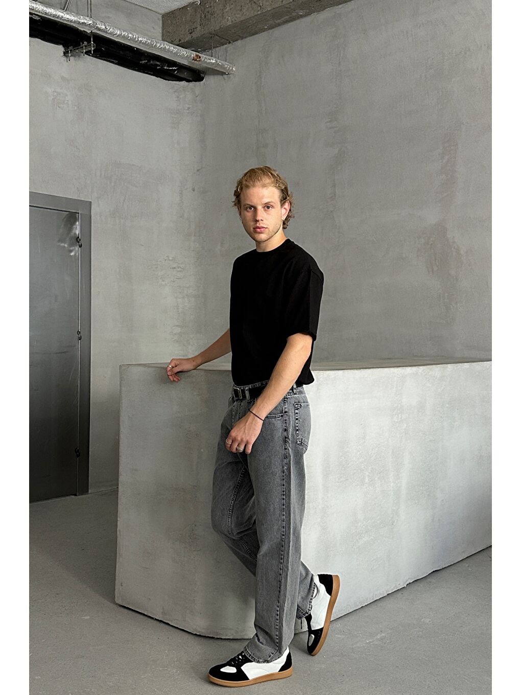 Antrasit Erkek Baggy Jean Pantolon-3