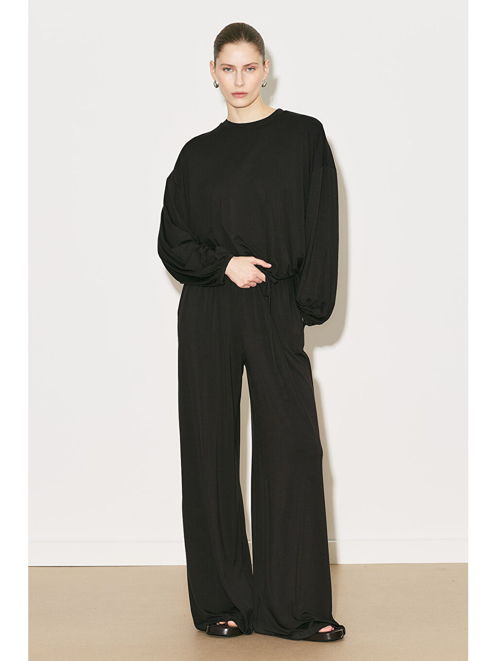 Easy Balon Kol Ayarlamalı Bluz Kahverengi-2