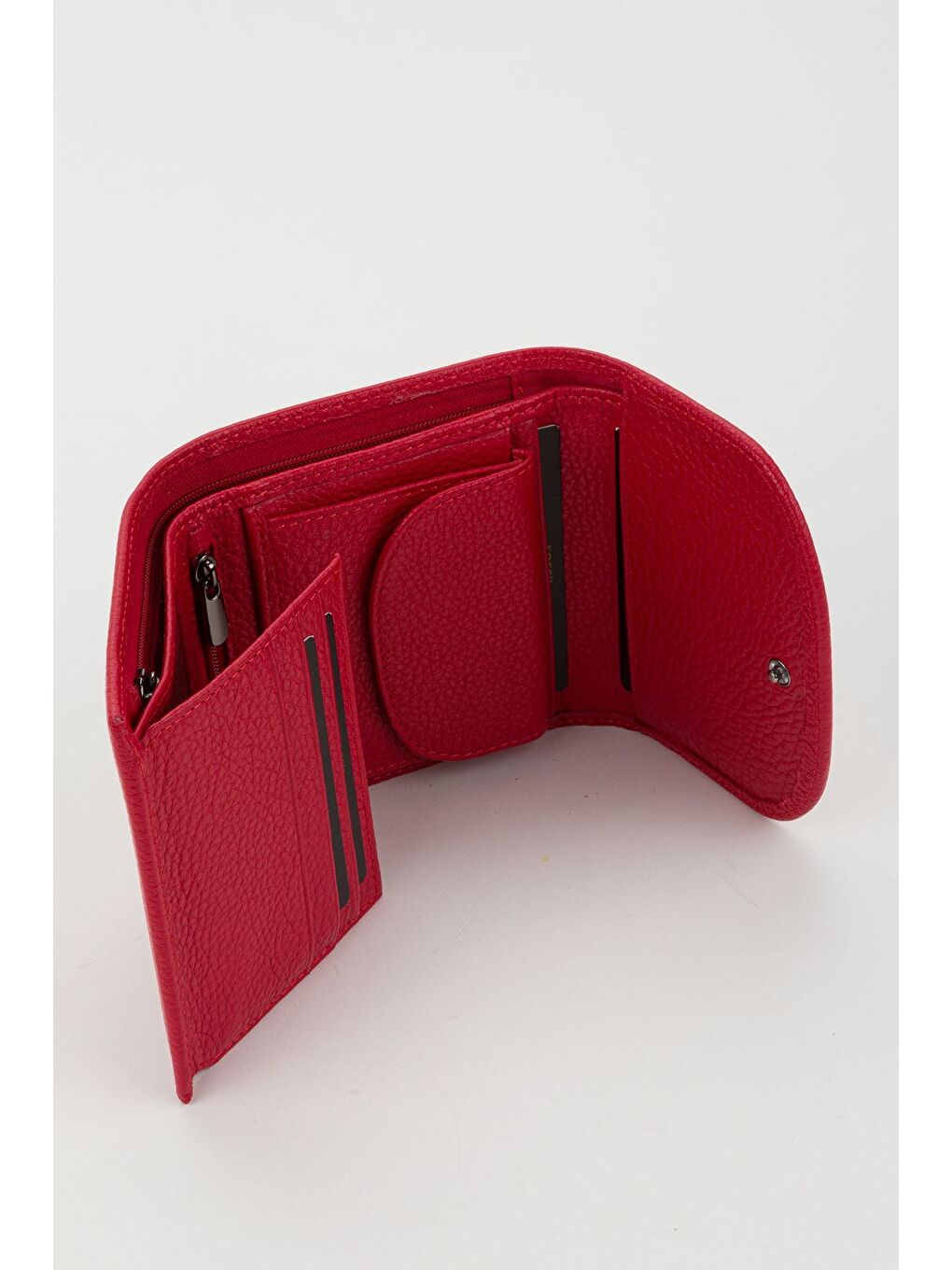 Kırmızı Kutulu Hakiki Deri Gök Mavi Küçük Boy Çok Gözlü Kadın El Portföyü Kartlık Cüzdan-4