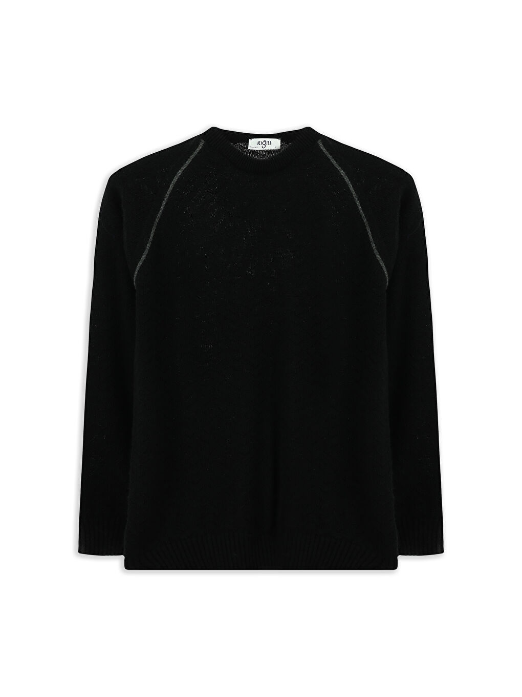 Siyah Bisiklet Yaka Regular Fit Desenli Triko Kazak