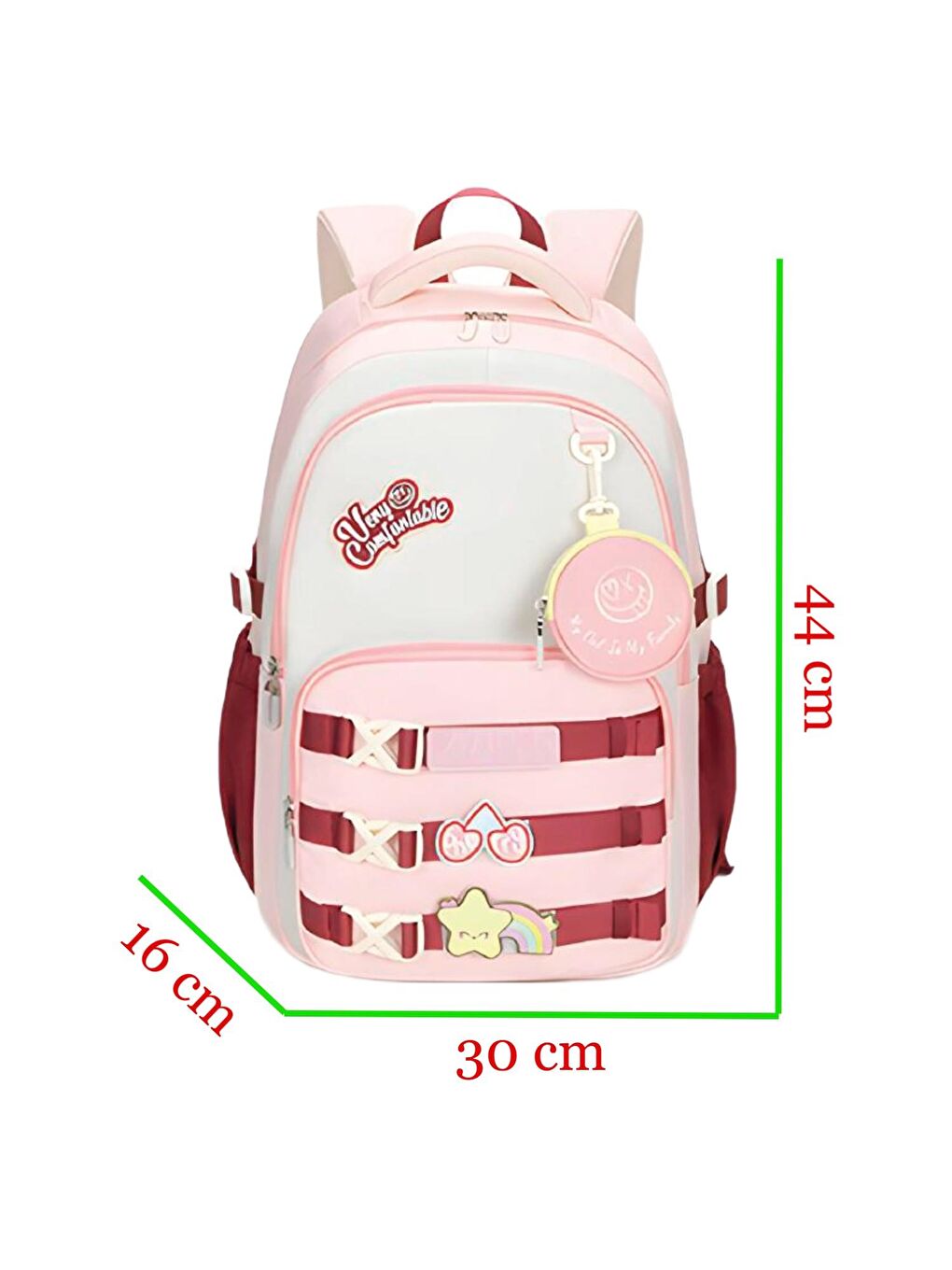 3 Bölmeli Very Comfort Kolej Okul Sırt Çantası Pembe-Bordo (MU-1780)-1