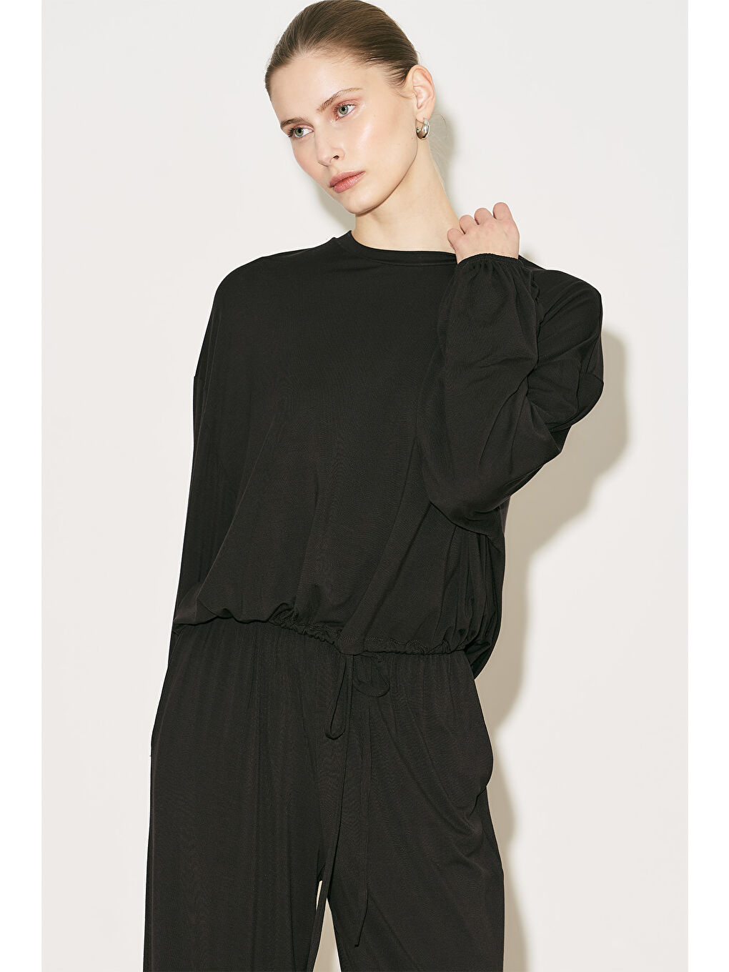 Easy Balon Kol Ayarlamalı Bluz Kahverengi-5