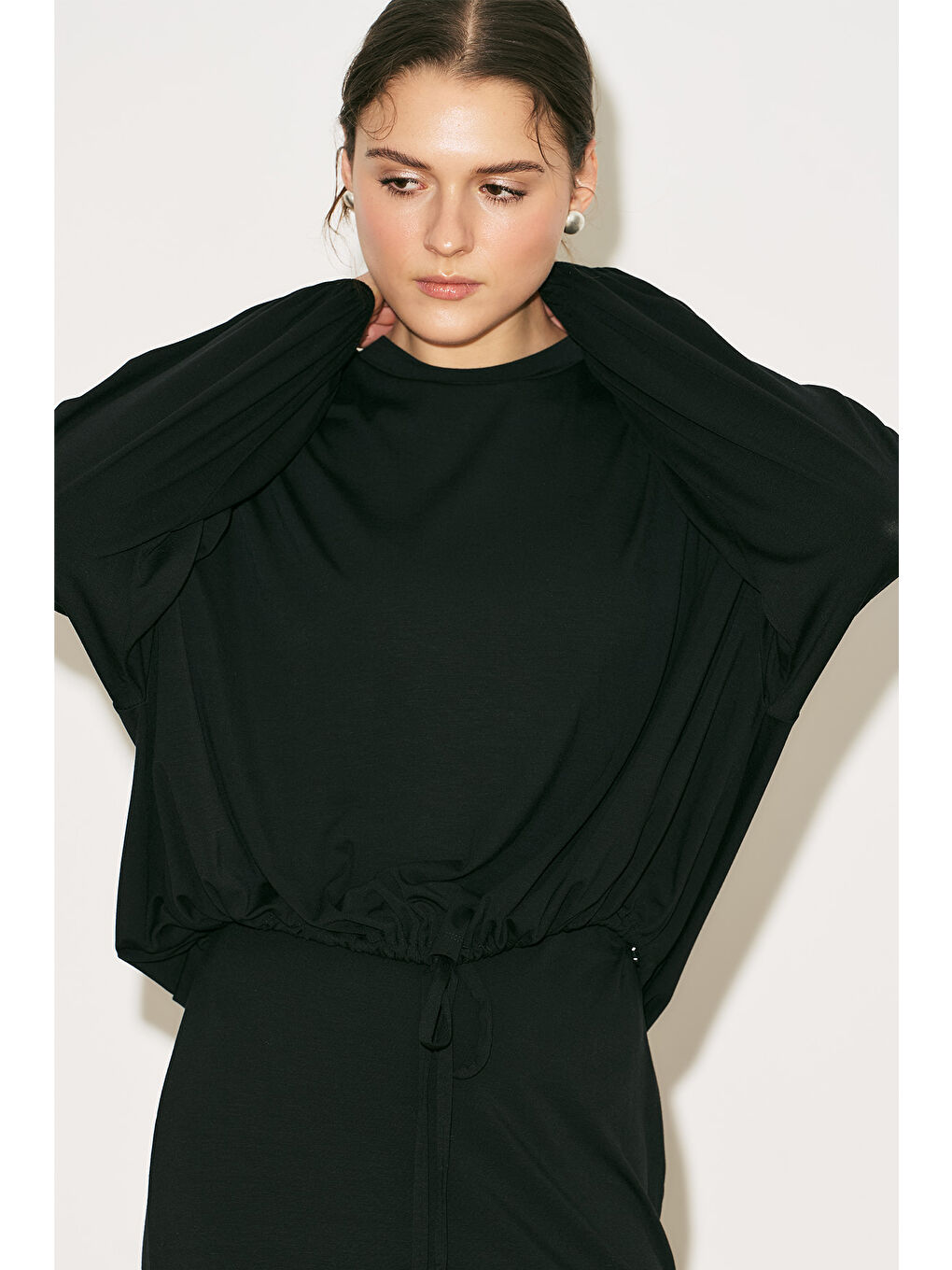 Easy Balon Kol Ayarlamalı Bluz Siyah-6