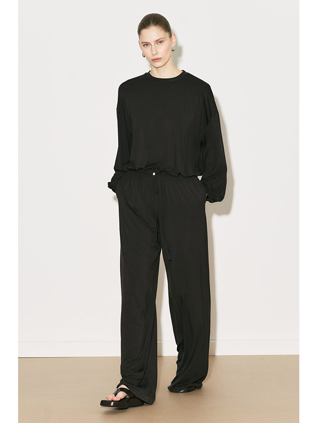 Easy Balon Kol Ayarlamalı Bluz Kahverengi-6