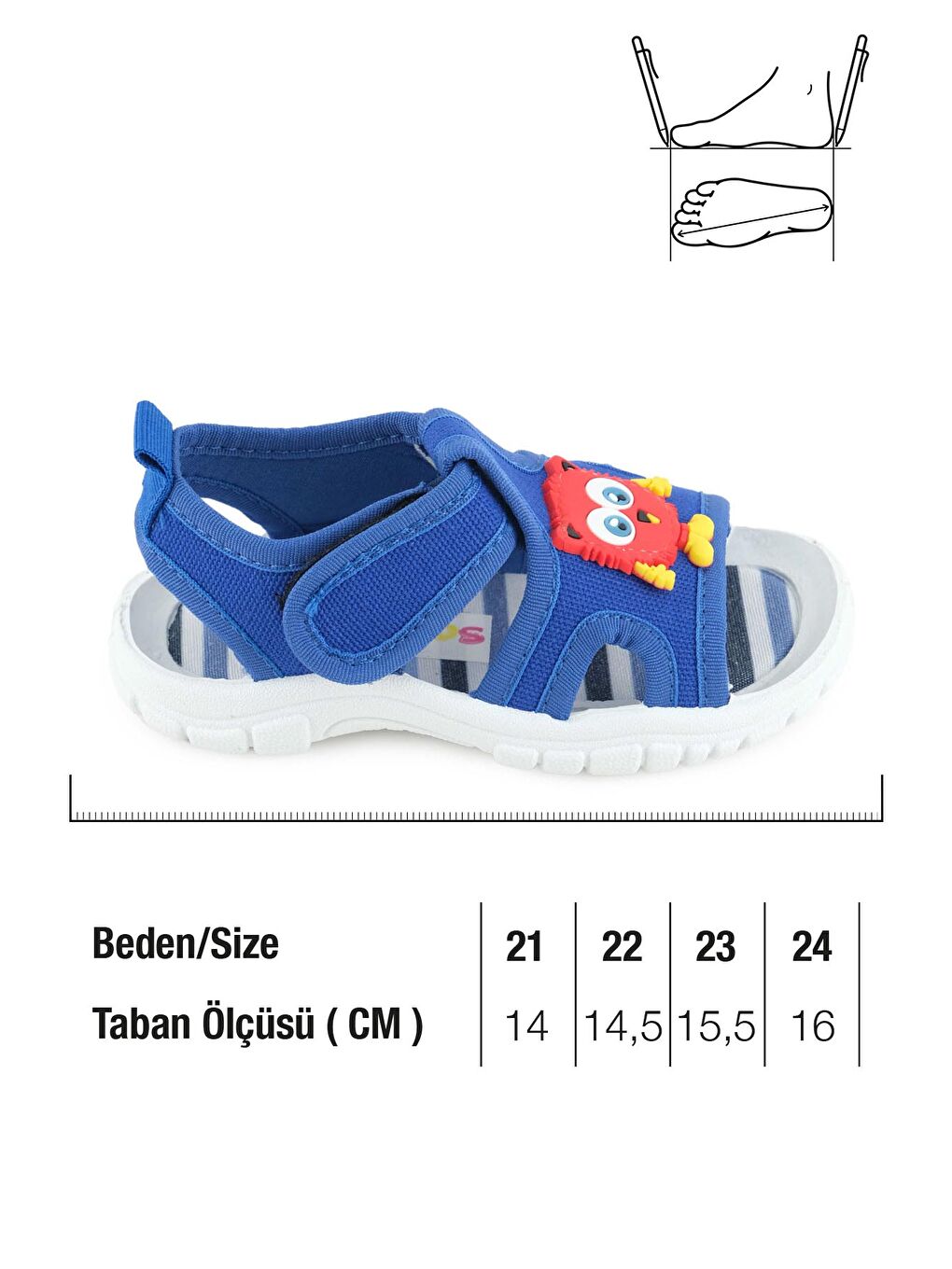 Mavi Erkek Çocuk Yazlık Alt Taban PVC Rahat İç Taban Terk Cırt Cırtlı Ayarlanabilir Günlük Sandalet-1