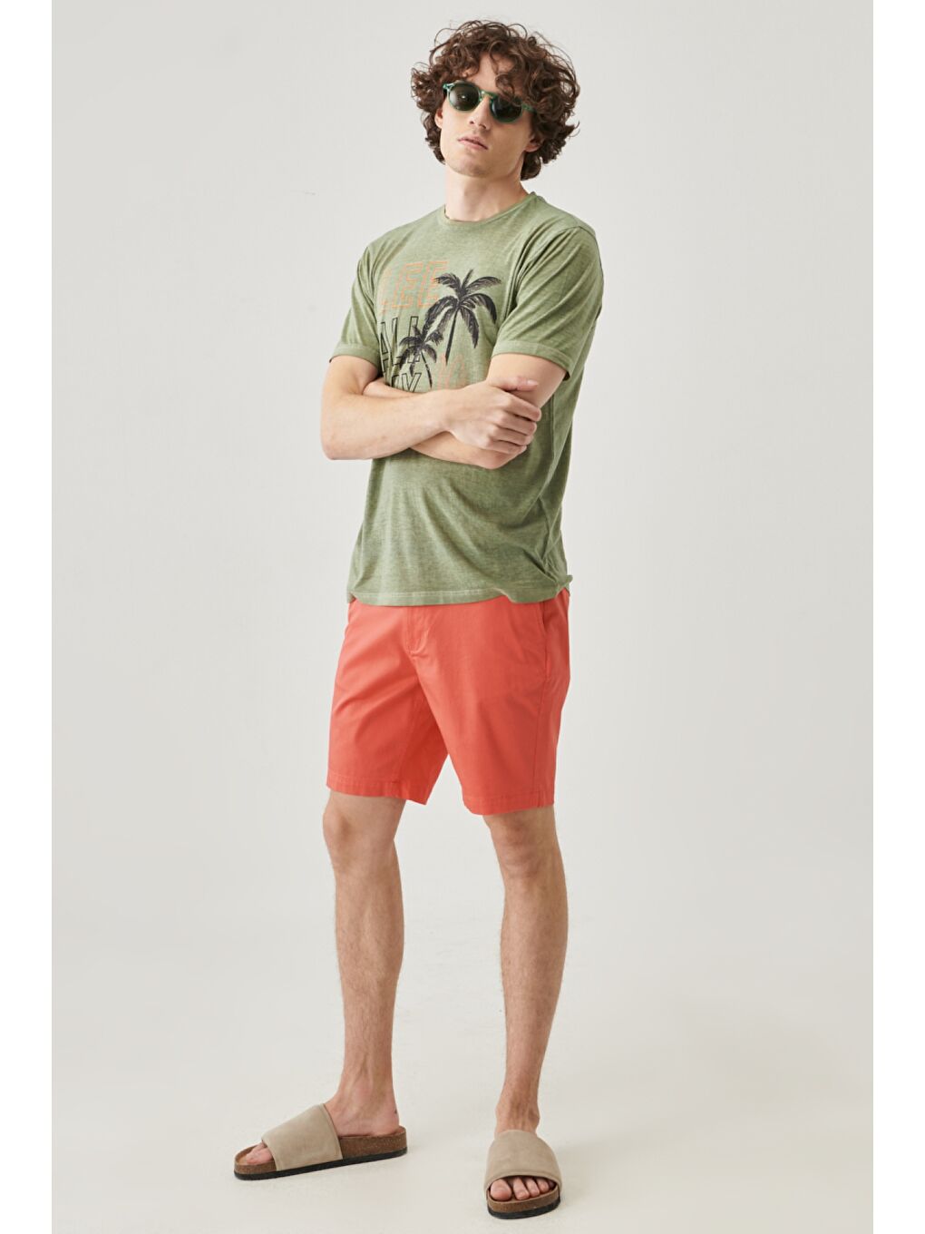 Pembe Regular Fit Rahat Kesim Chino Şort-2