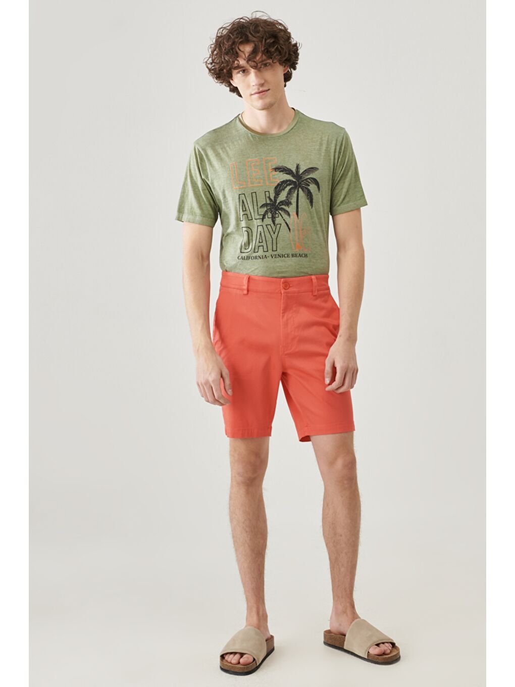 Pembe Regular Fit Rahat Kesim Chino Şort-3