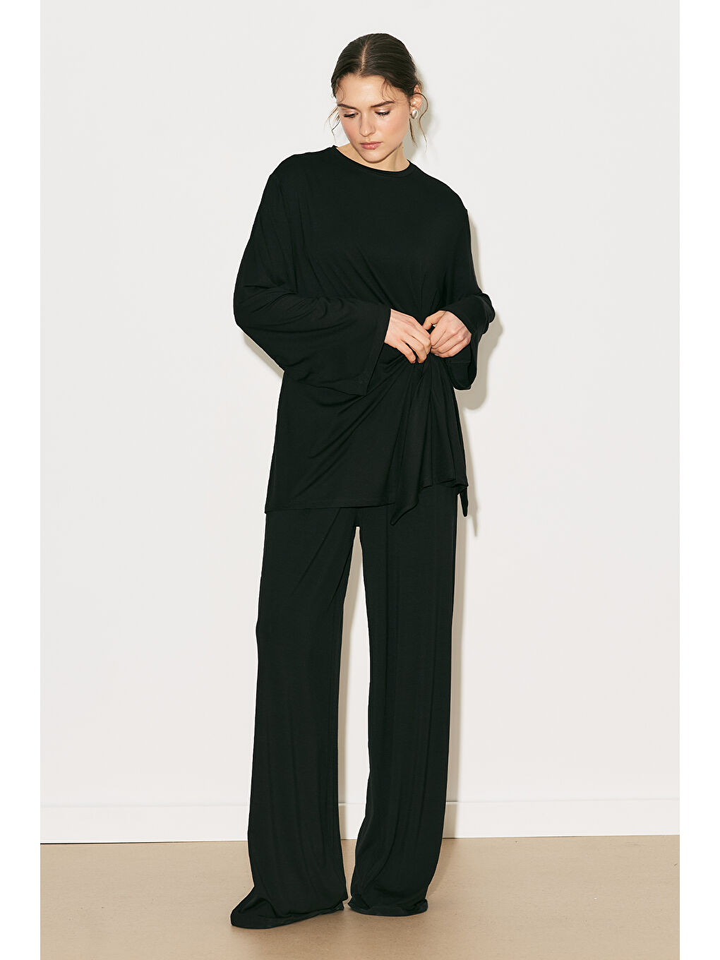 Easy Bağlama Detaylı Bluz Siyah-2