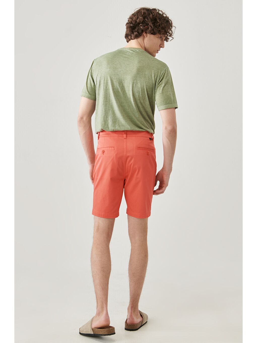 Pembe Regular Fit Rahat Kesim Chino Şort-5