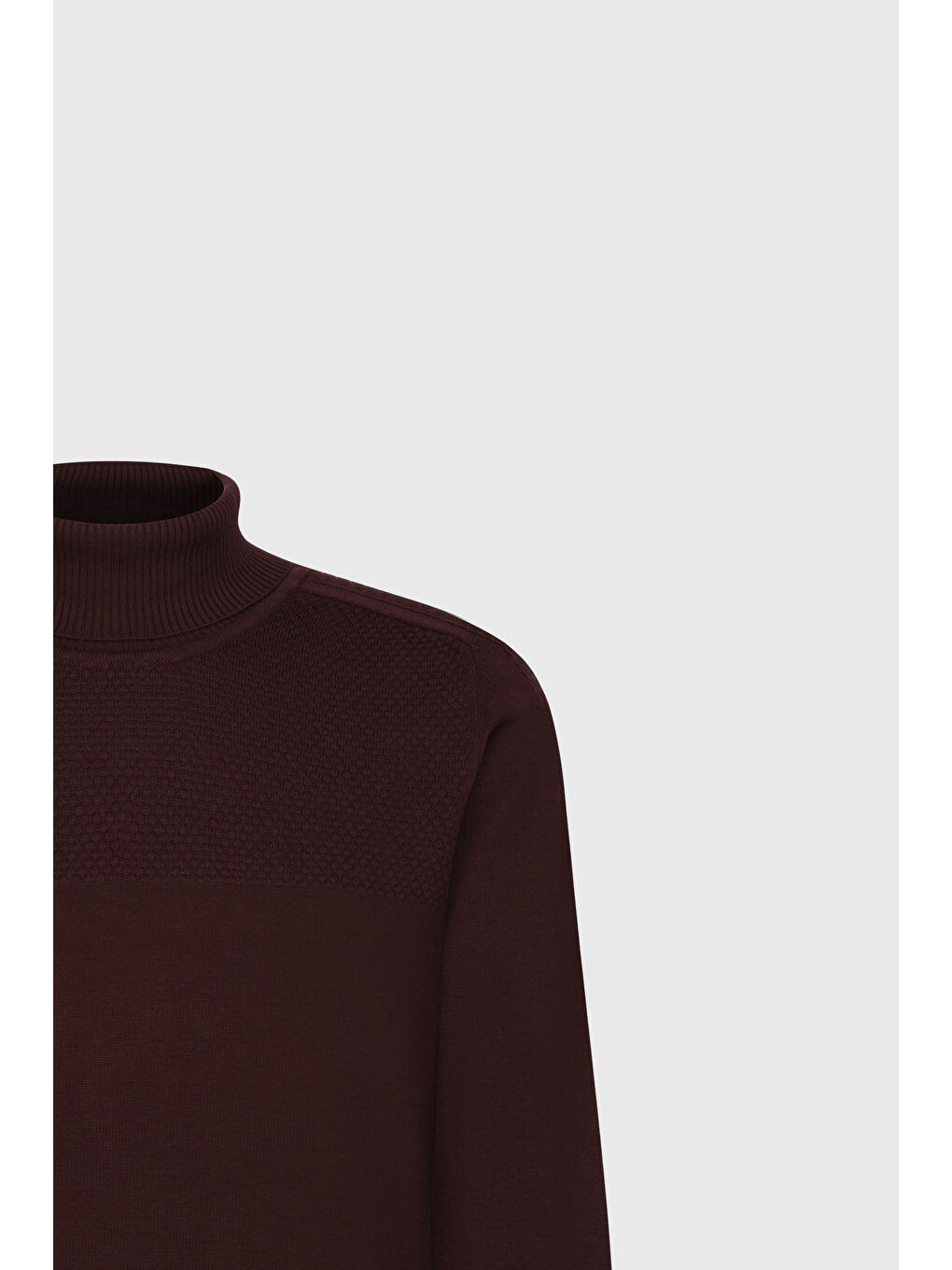 Erkek Bordo Pamuklu Standart Fit Normal Kesim Tam Balıkçı Yaka Jakarlı Triko Kazak-6