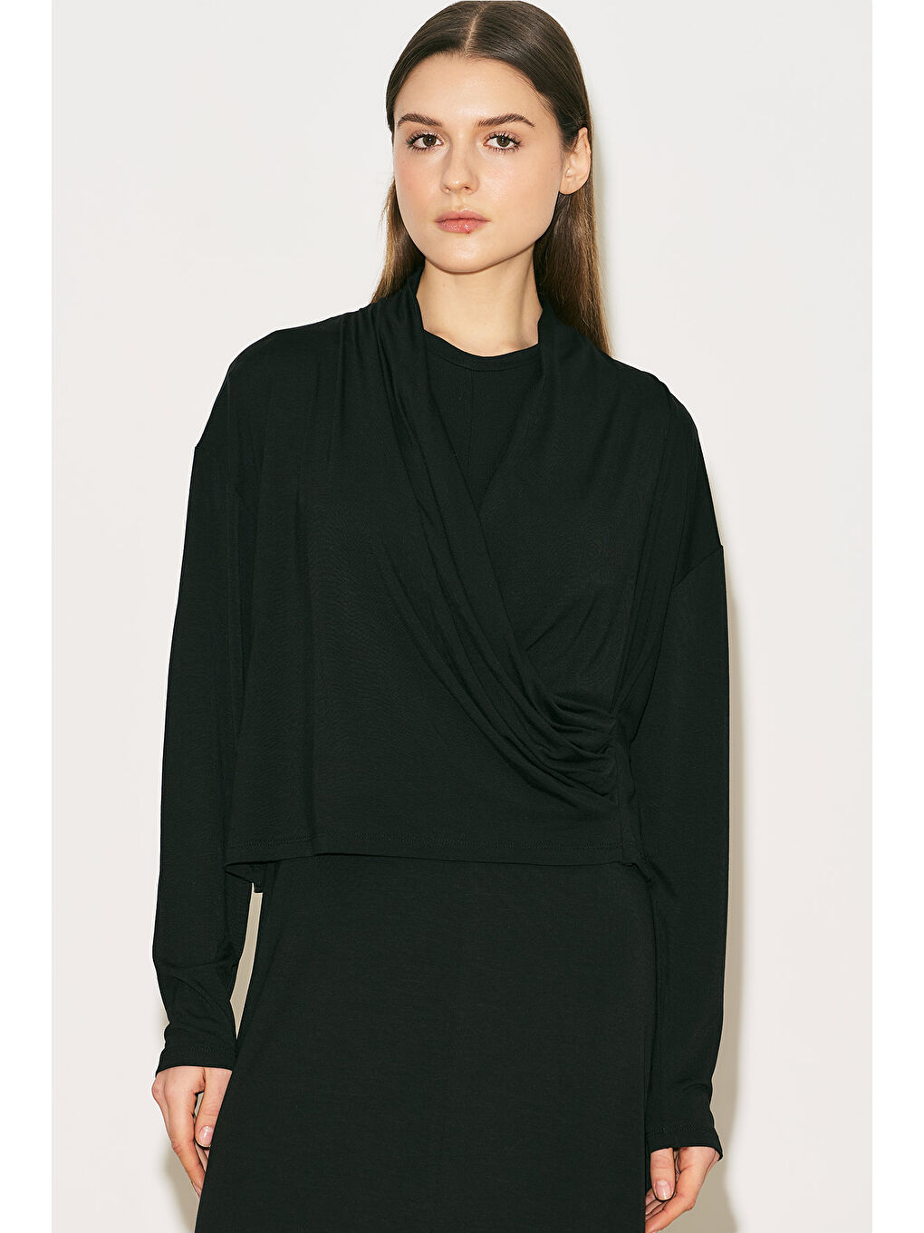 Easy Kruvaze Bluz Siyah-1