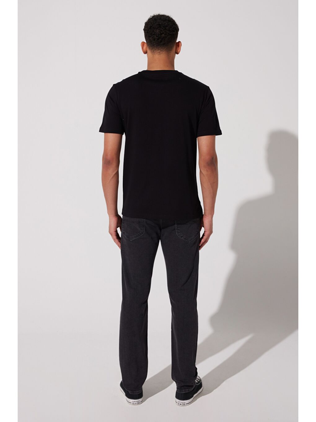 Regular Fit %100 Pamuk Bisiklet Yaka Siyah Tişört-6