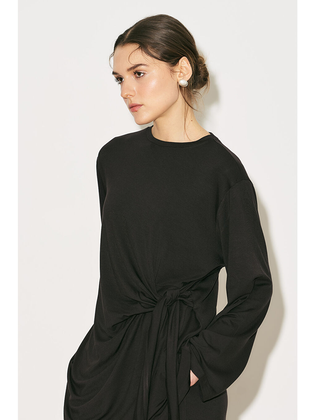 Easy Bağlama Detaylı Bluz Kahverengi-2