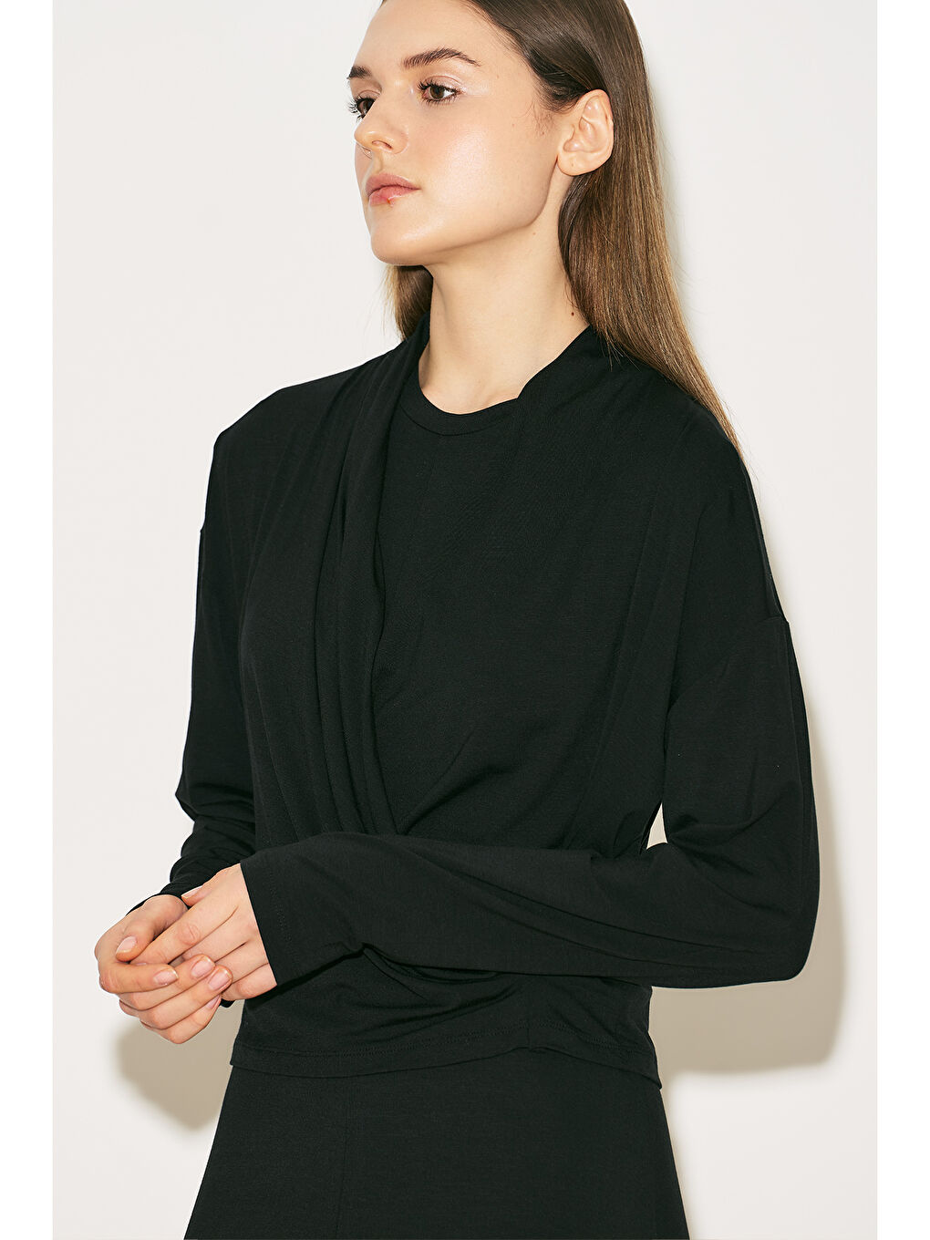 Easy Kruvaze Bluz Siyah-2