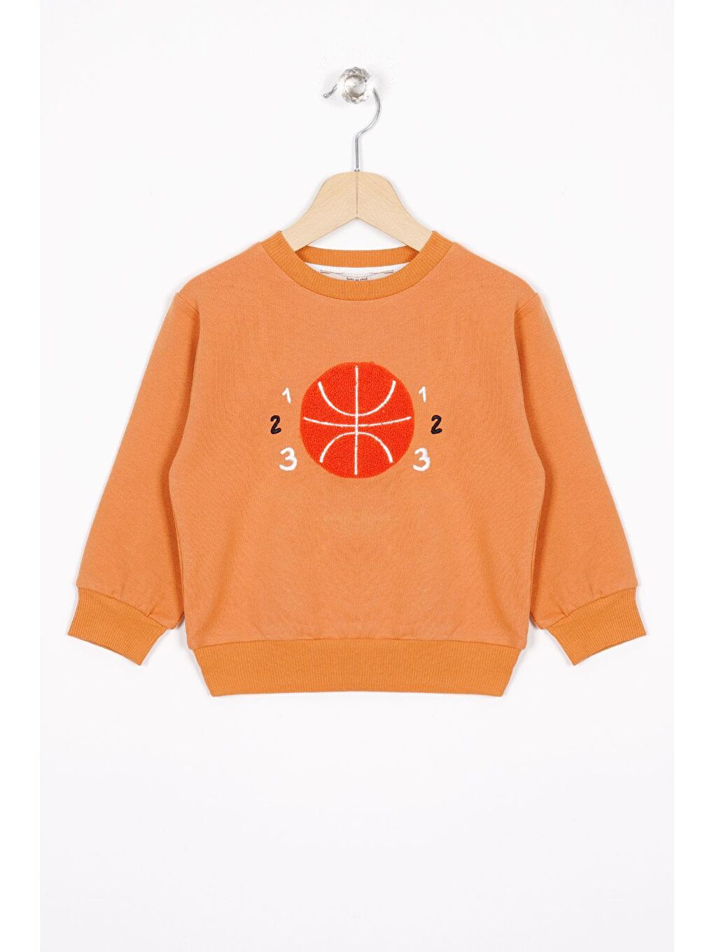 Zepkids Kiremit Basket Topu Nakışlı Kiremit Renk Erkek Çocuk Sweatshirt