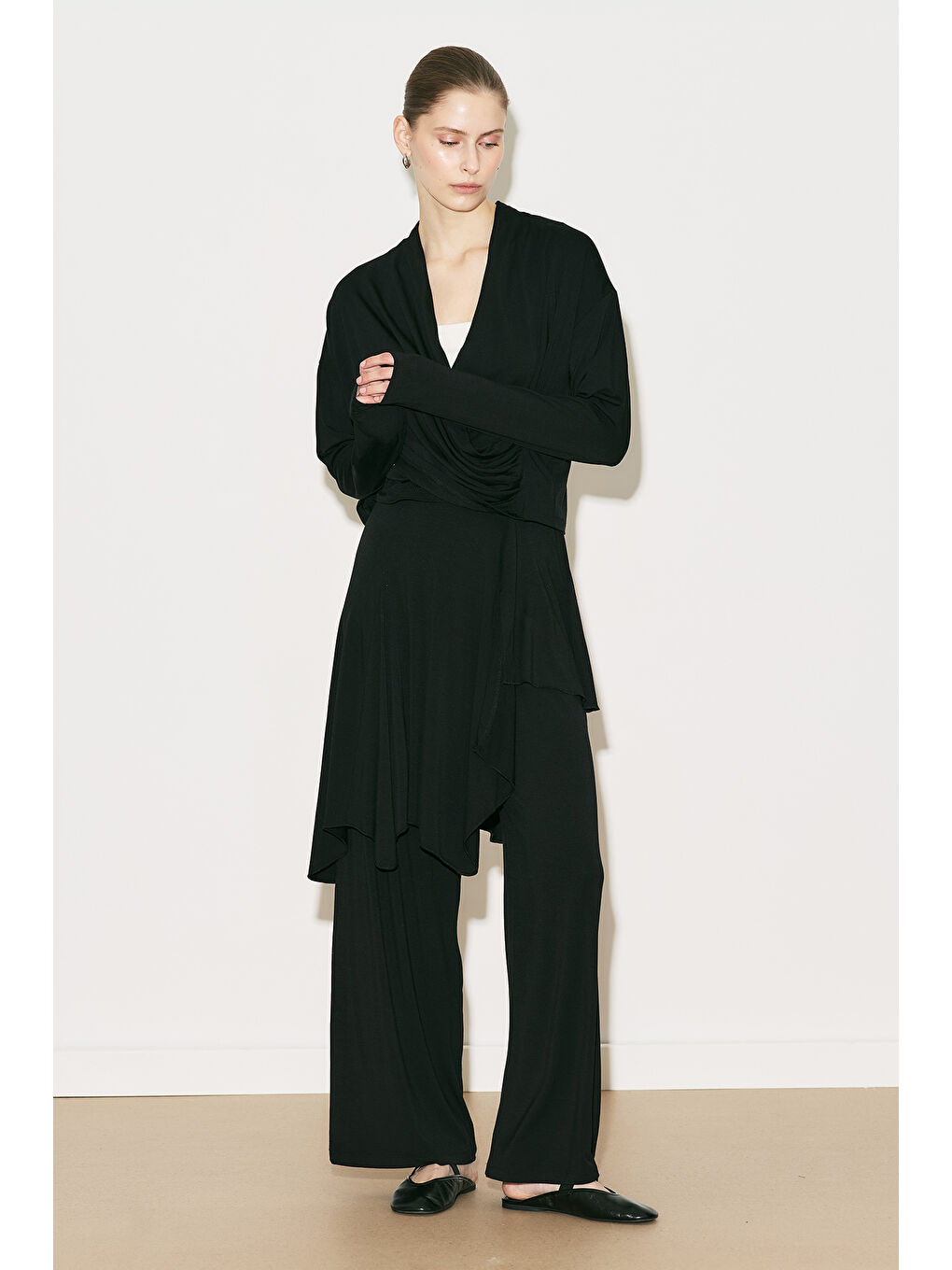 Easy Kruvaze Bluz Siyah-3