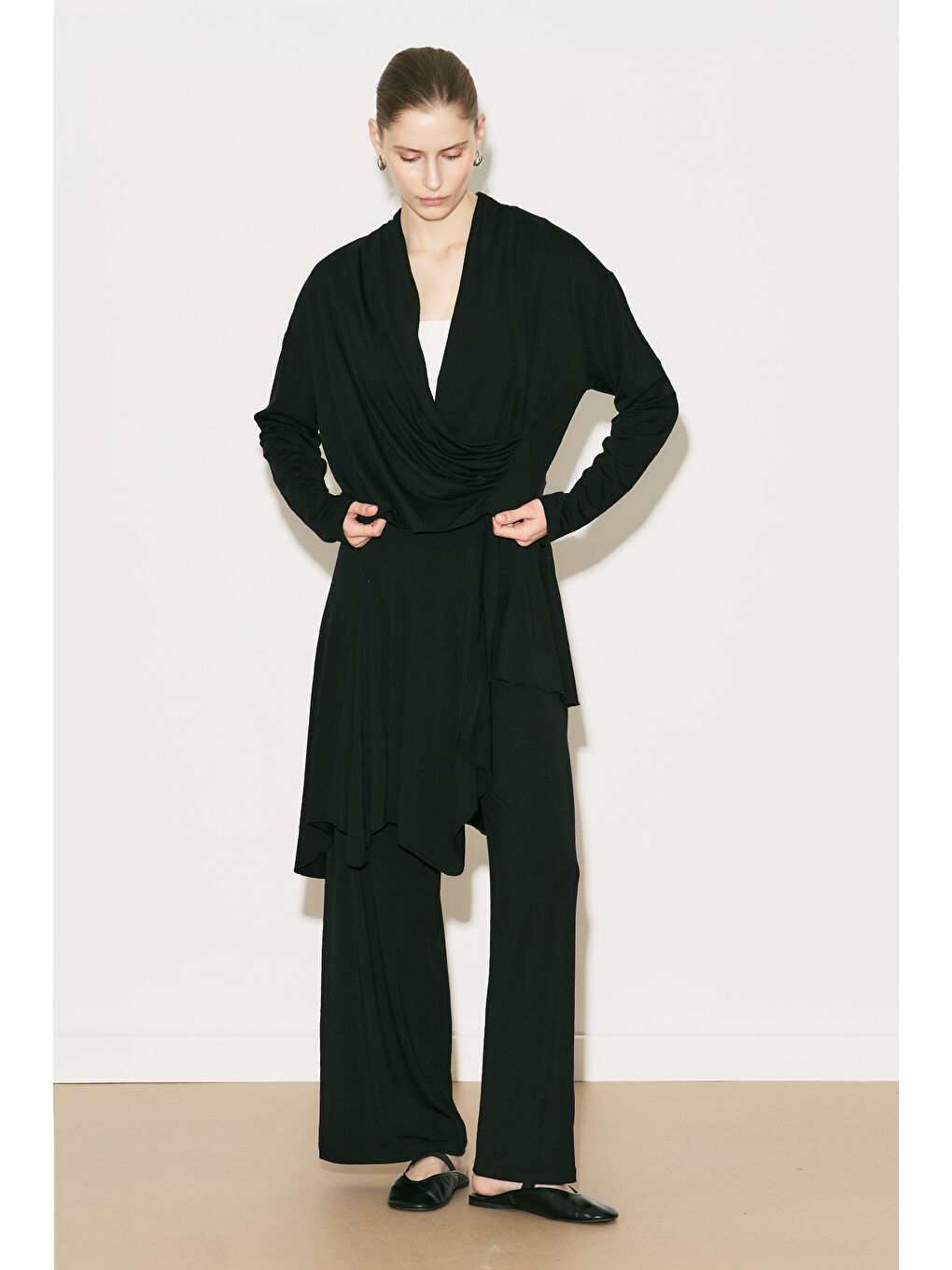 Easy Kruvaze Bluz Siyah-4