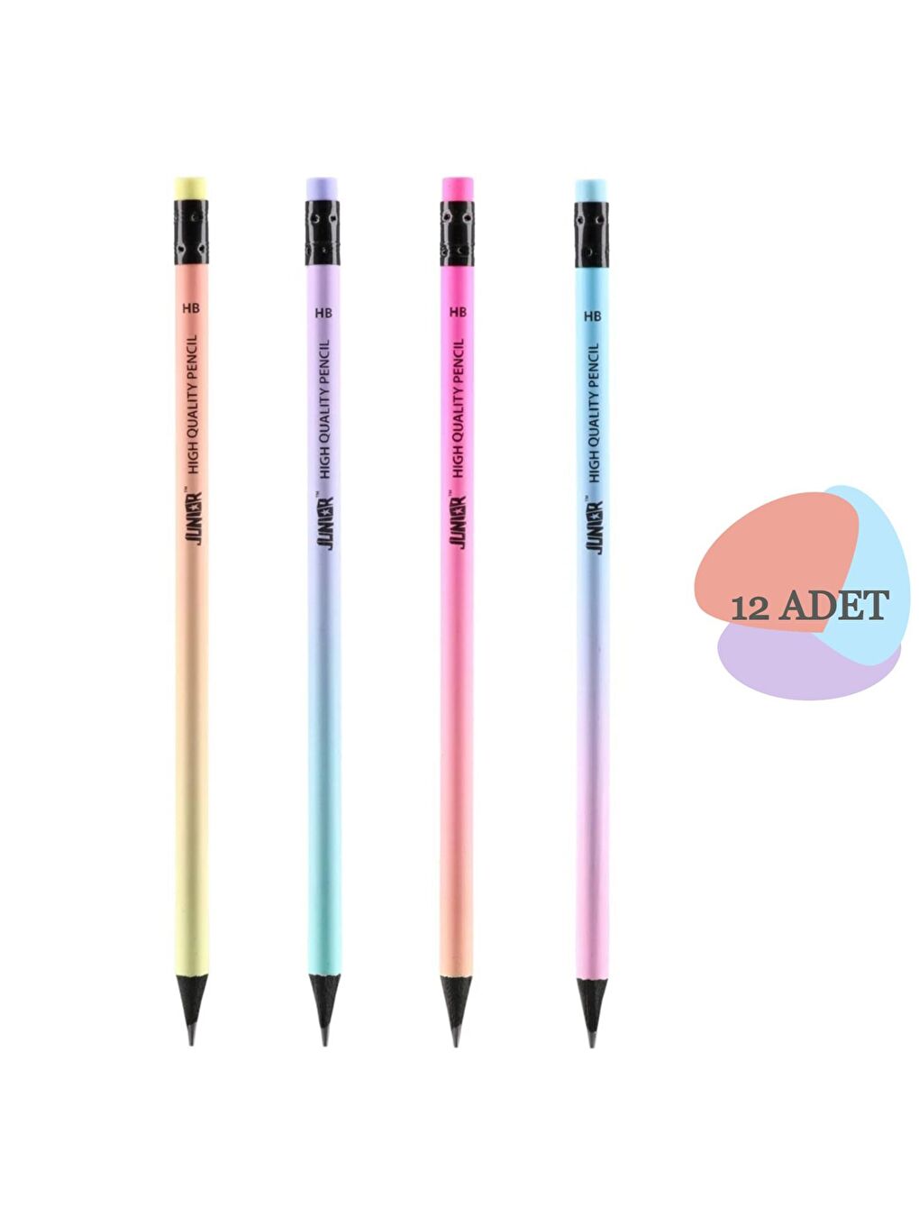 Evelyn HB Yuvarlak Silgili Kurşun Kalem 12 Adet (130111)