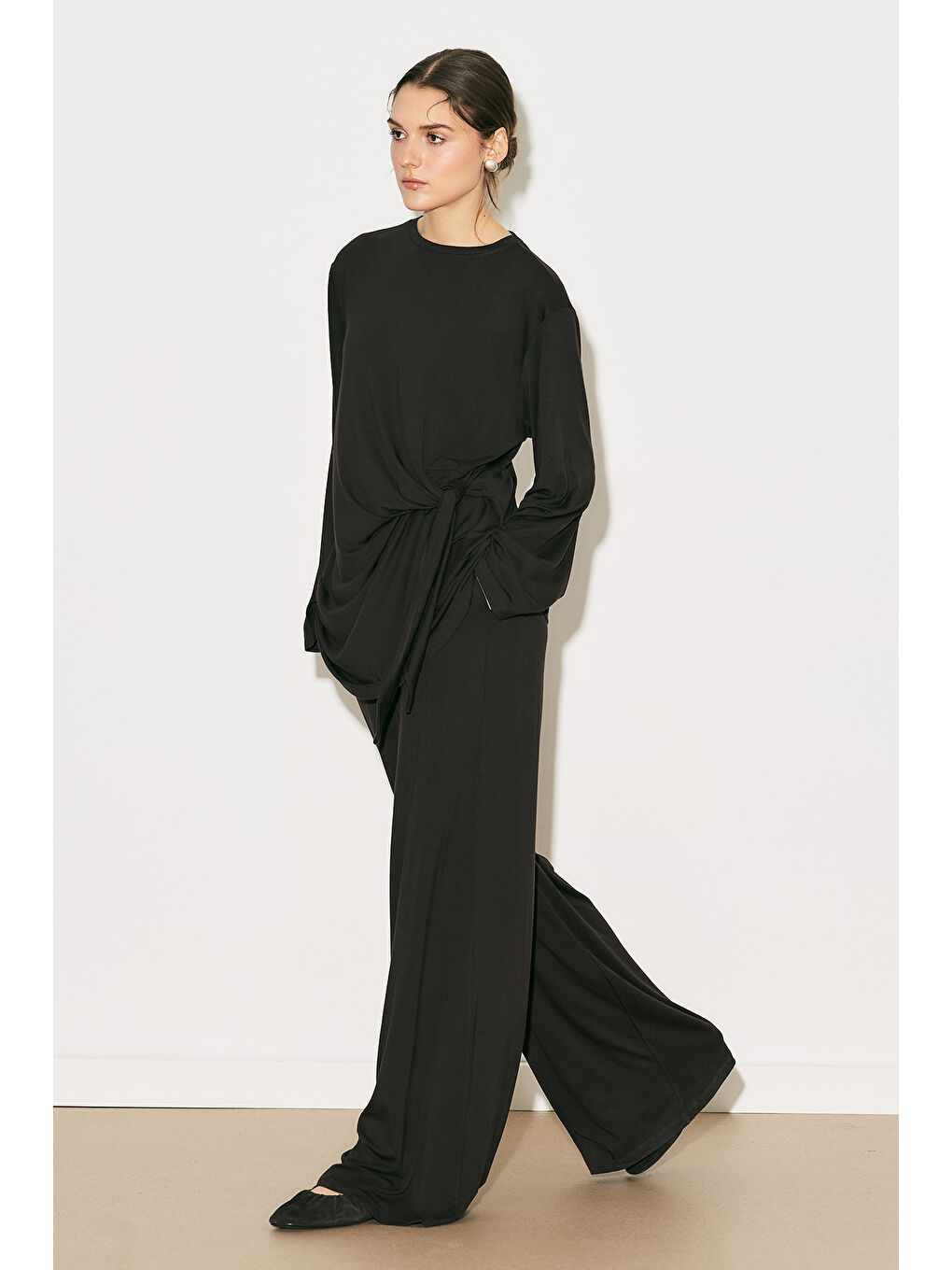 Easy Bağlama Detaylı Bluz Kahverengi-7