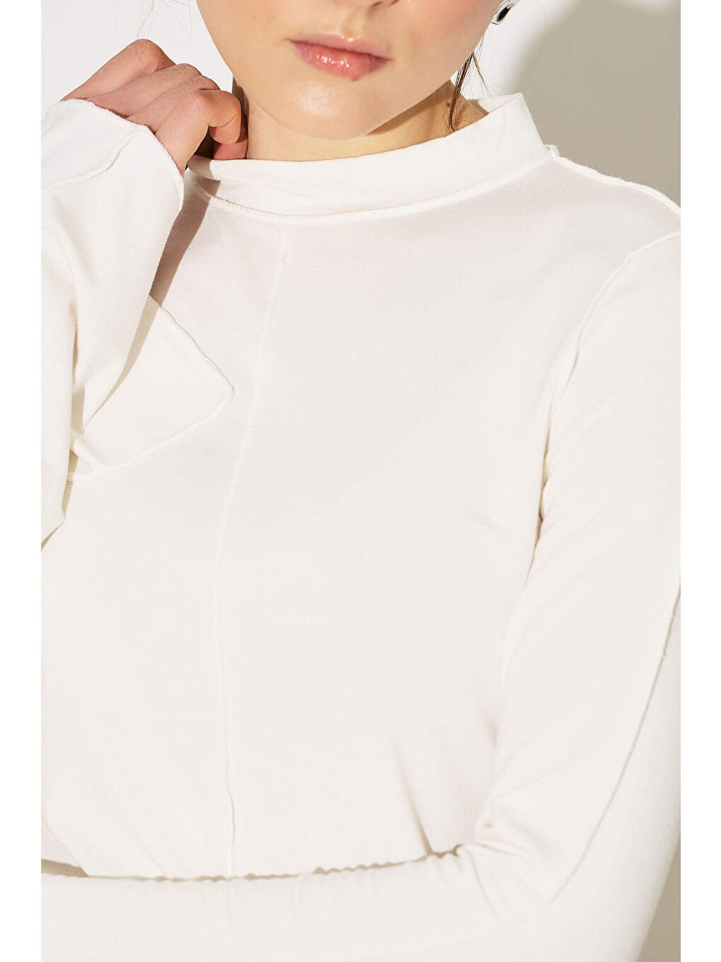 Easy Geniş Uzun Kol Bluz Ekru-7