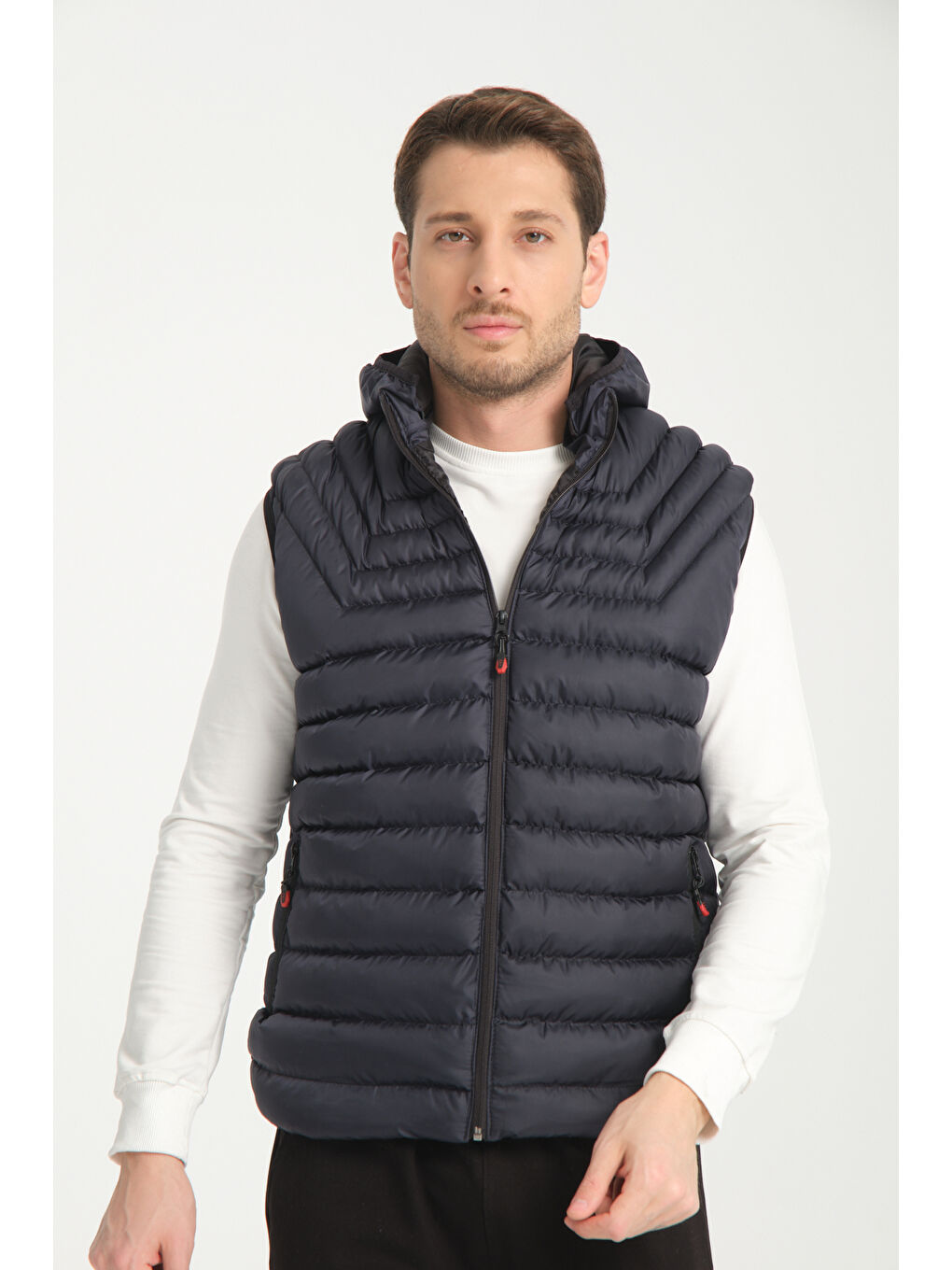 Lacivert Kapüşonlu Rodisport Baskılı Erkek Yelek 1015