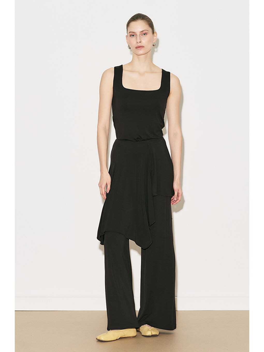 Easy Kolsuz Kare Yaka Bluz Kahverengi-2