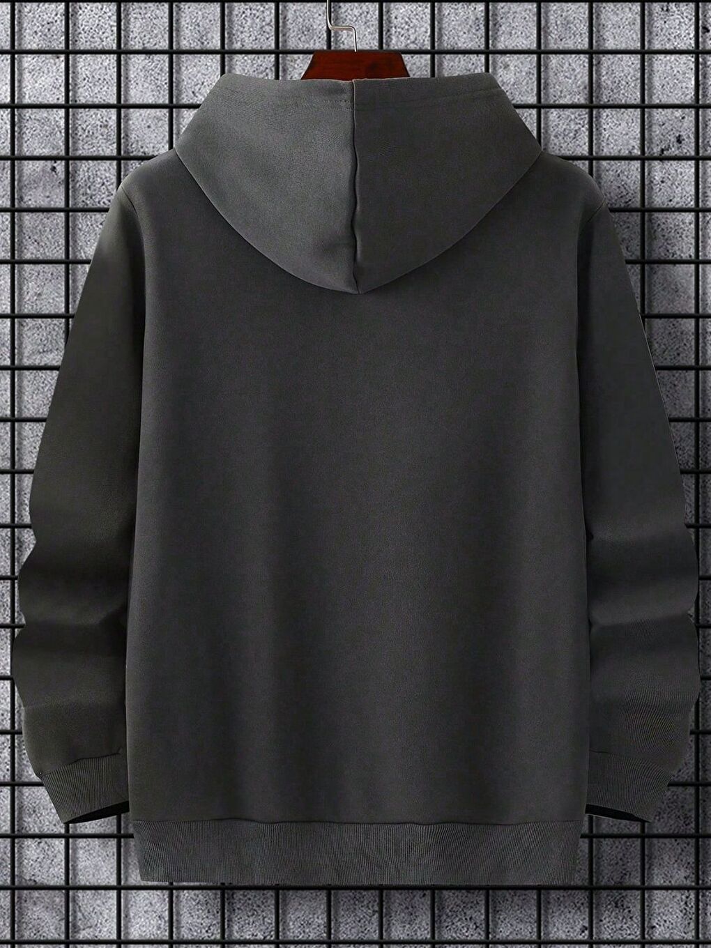 Gri Erkek Füme 7 Baskılı Sweatshirt Uzun Kollu Hoodie-1