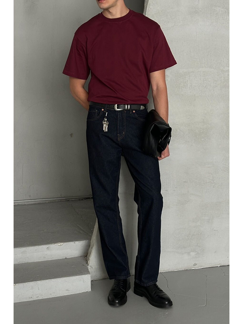 Lacivert Erkek Baggy Jean Pantolon-1