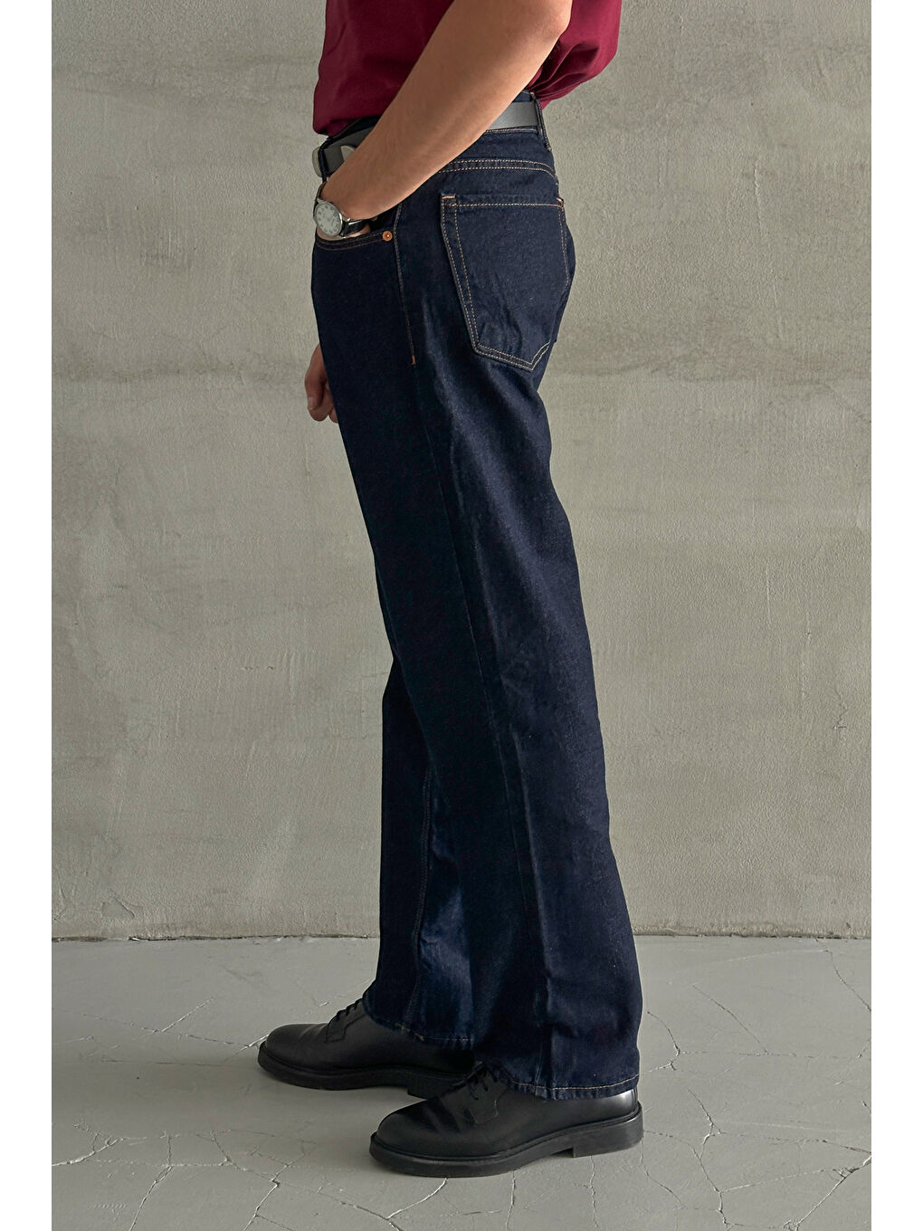 Lacivert Erkek Baggy Jean Pantolon-3