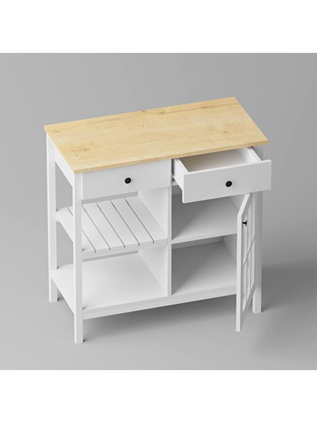 Çok Amaçlı Kahve Büfesi - Beyaz - 90 cm-5