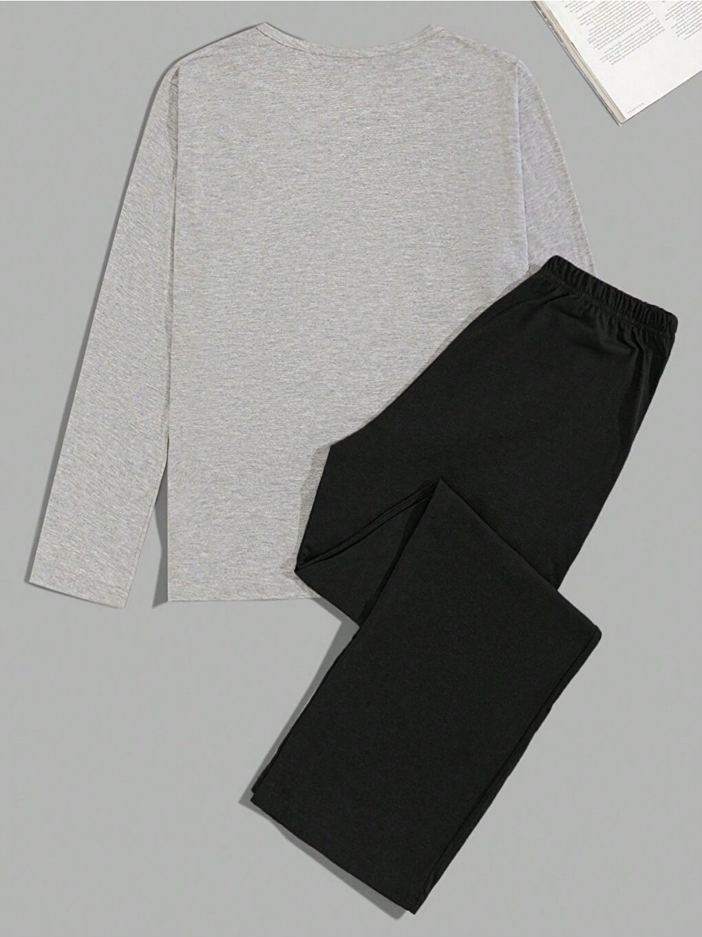 Gri Erkek Uzun Kollu Pijama Takımı Ayı Baskılı-1